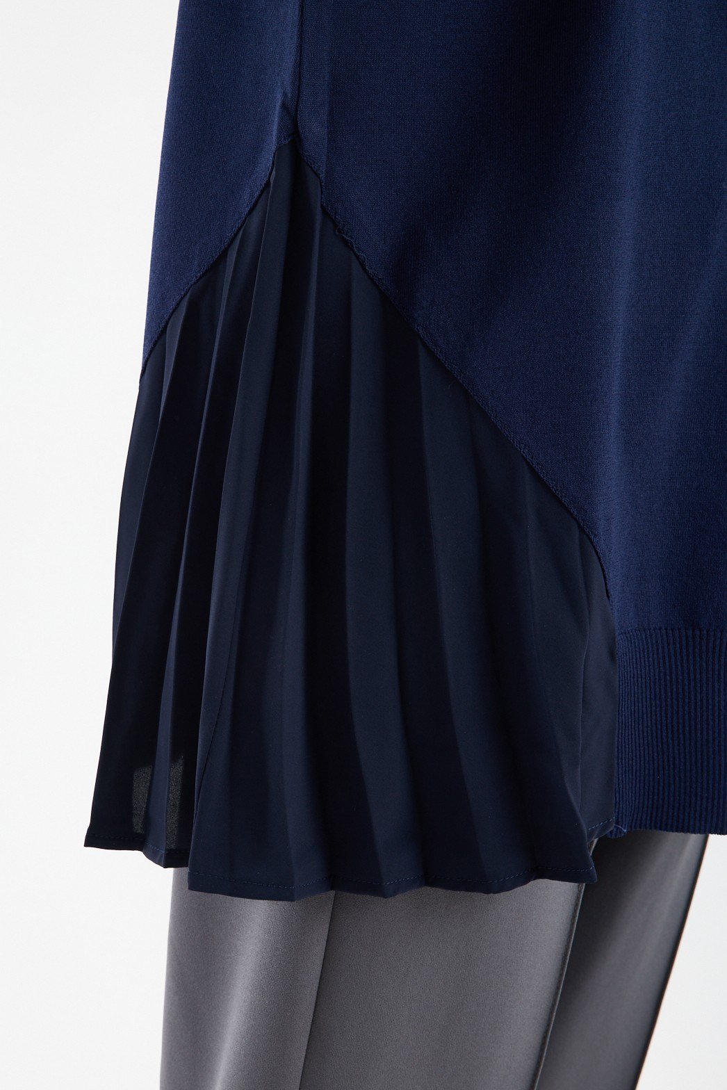 Plisole Triko Tunik LACİVERT
