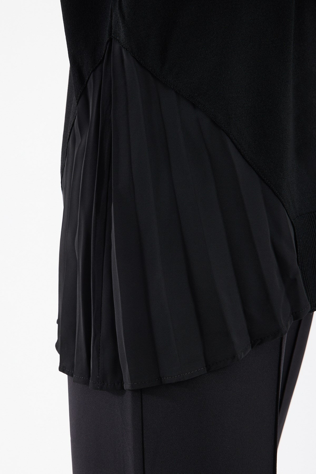 Plisole Triko Tunik SİYAH