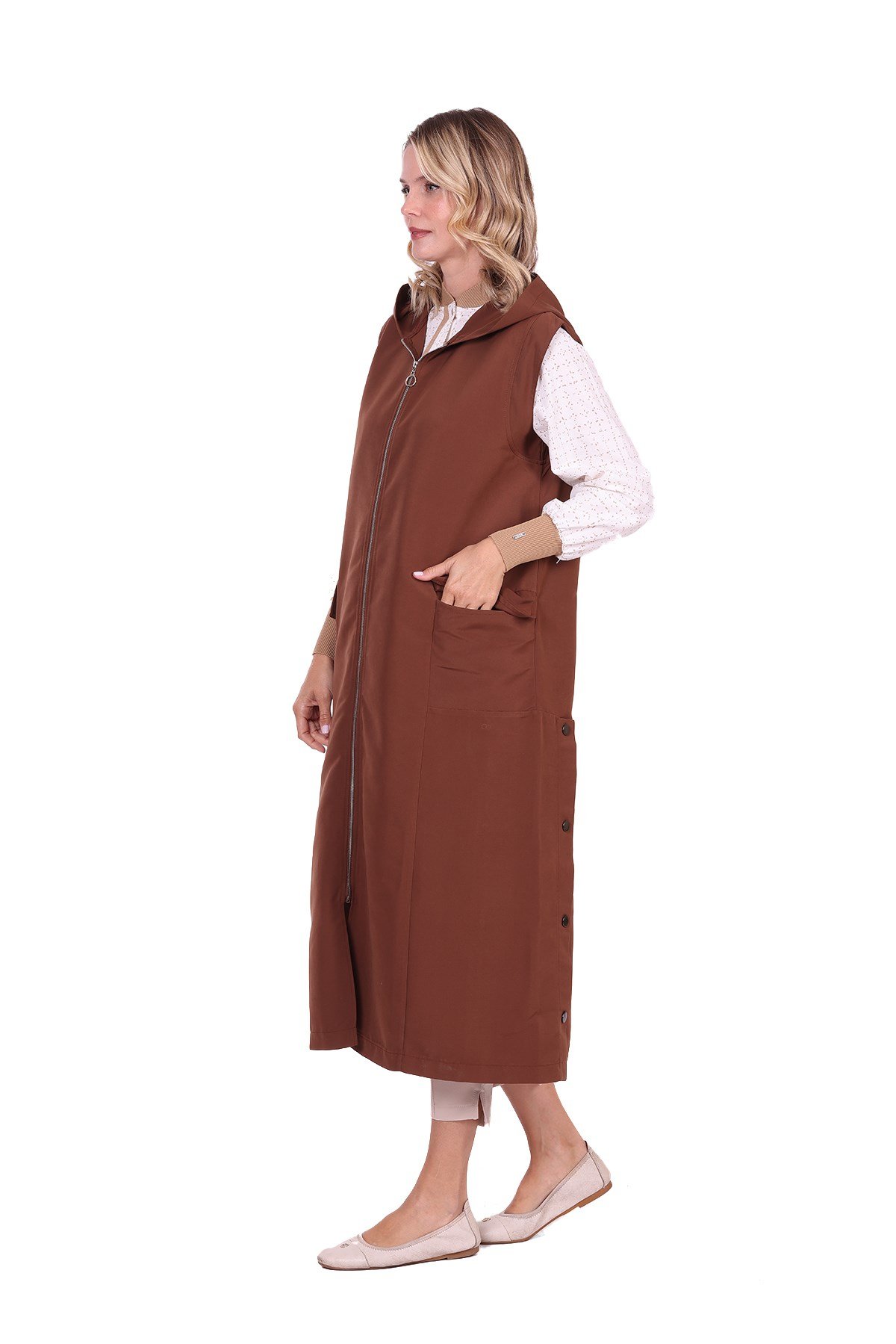 Şerit Trenç Yelek CAMEL
