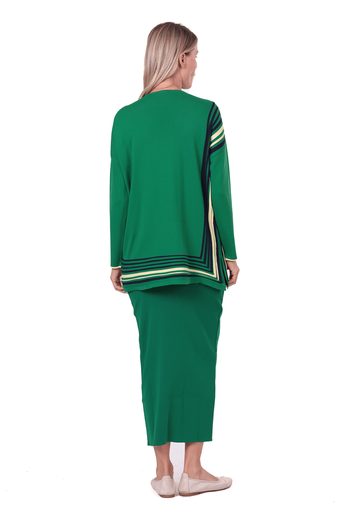 Şerit Triko Tunik YEŞİL