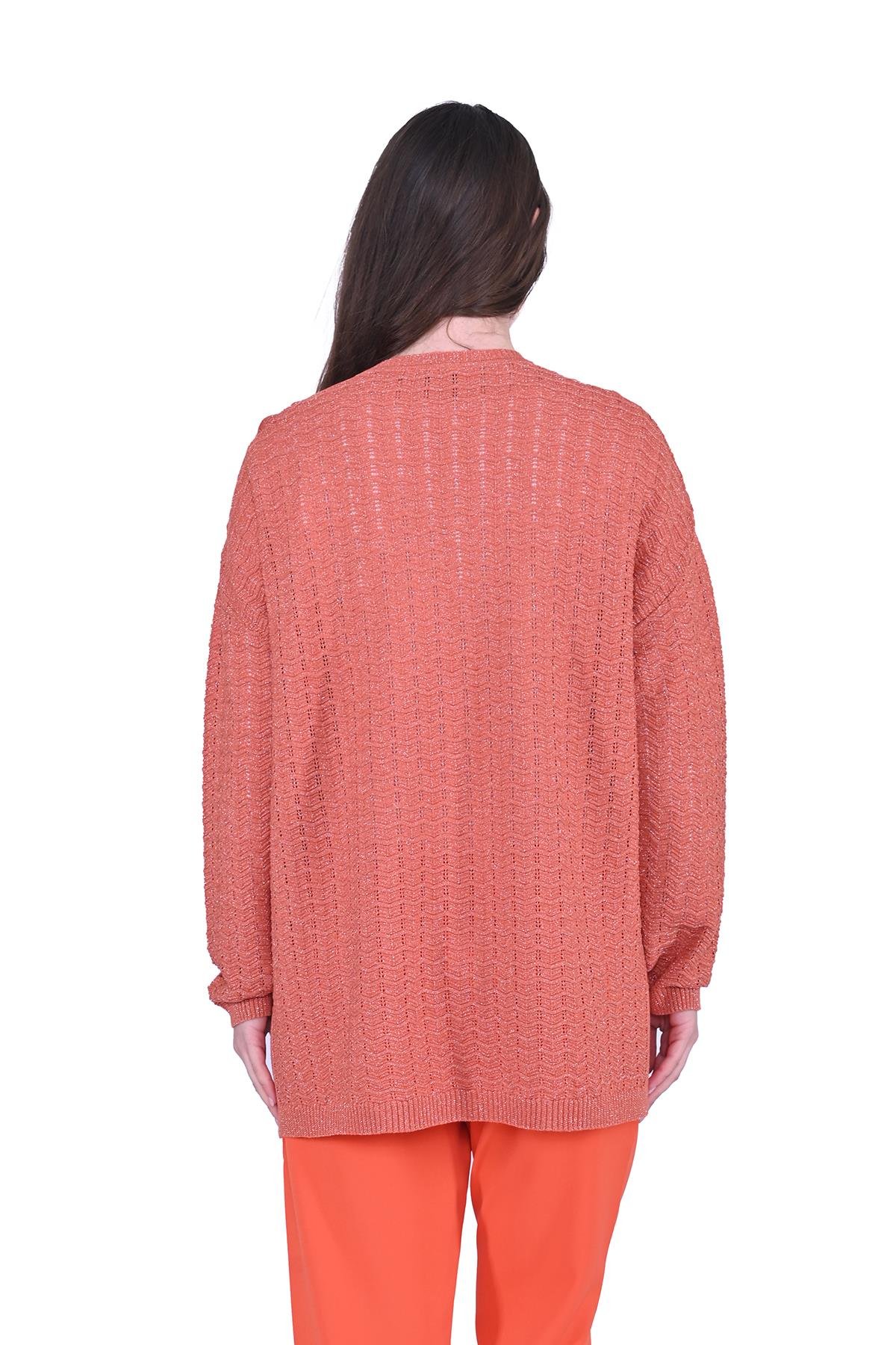 Simli Ripple Triko Tunik KİREMİT