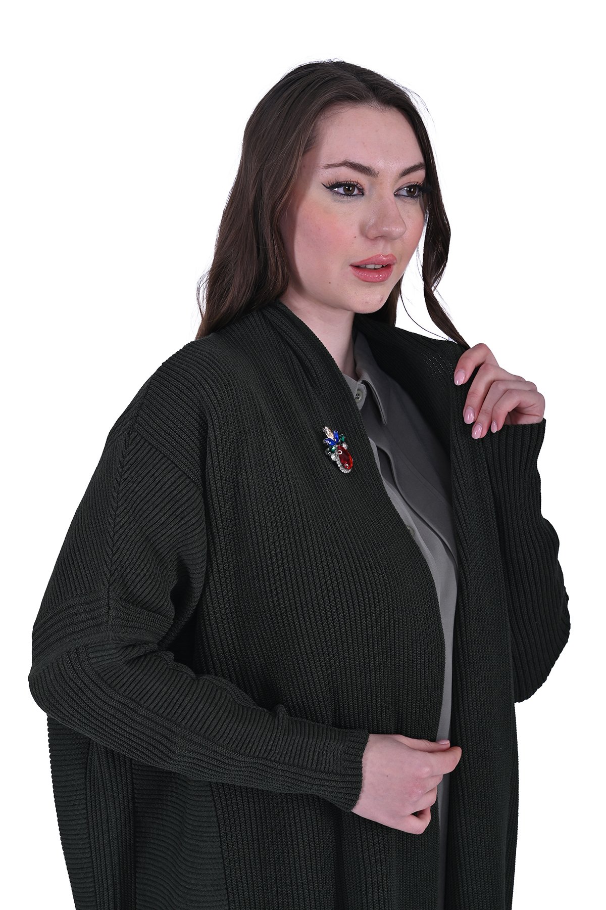 Yakut Wool Knitwear Cardigan KHAKI