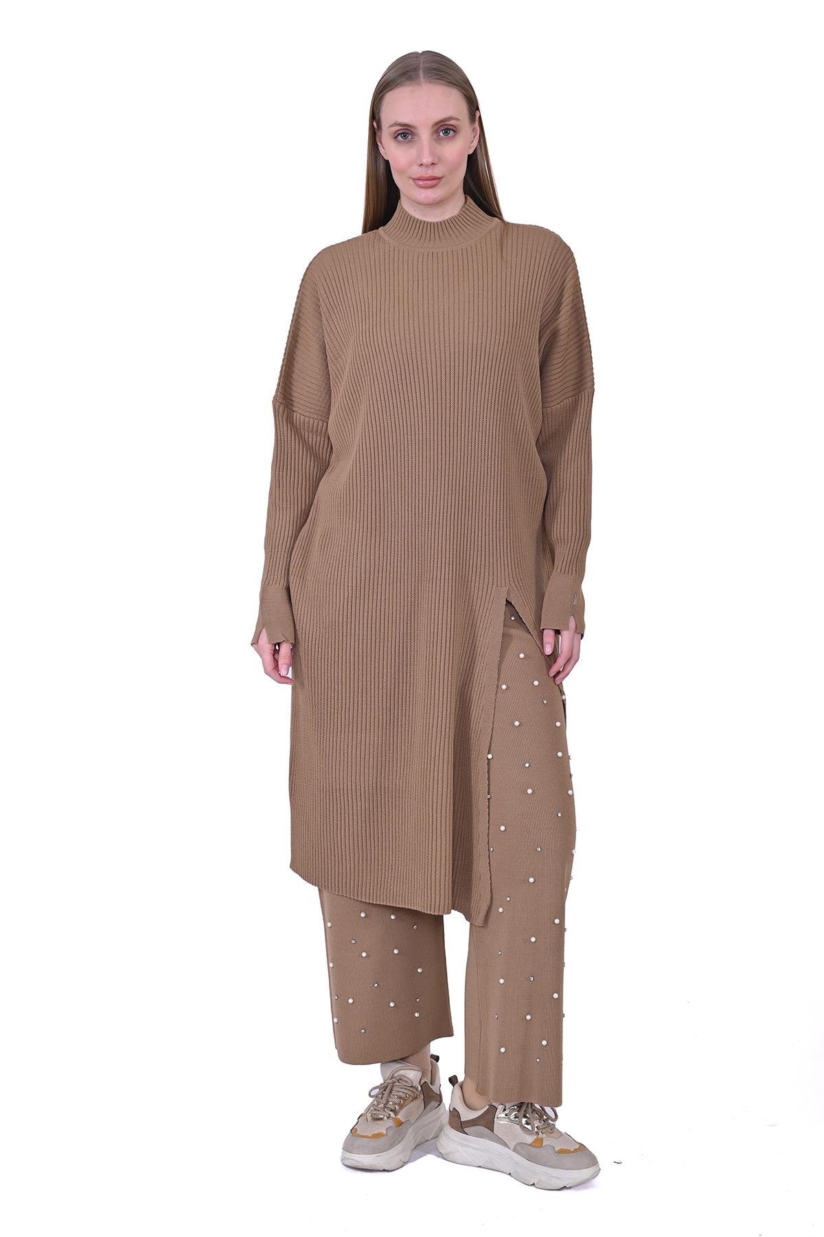 Yırtmaç Yün Tunik CAMEL