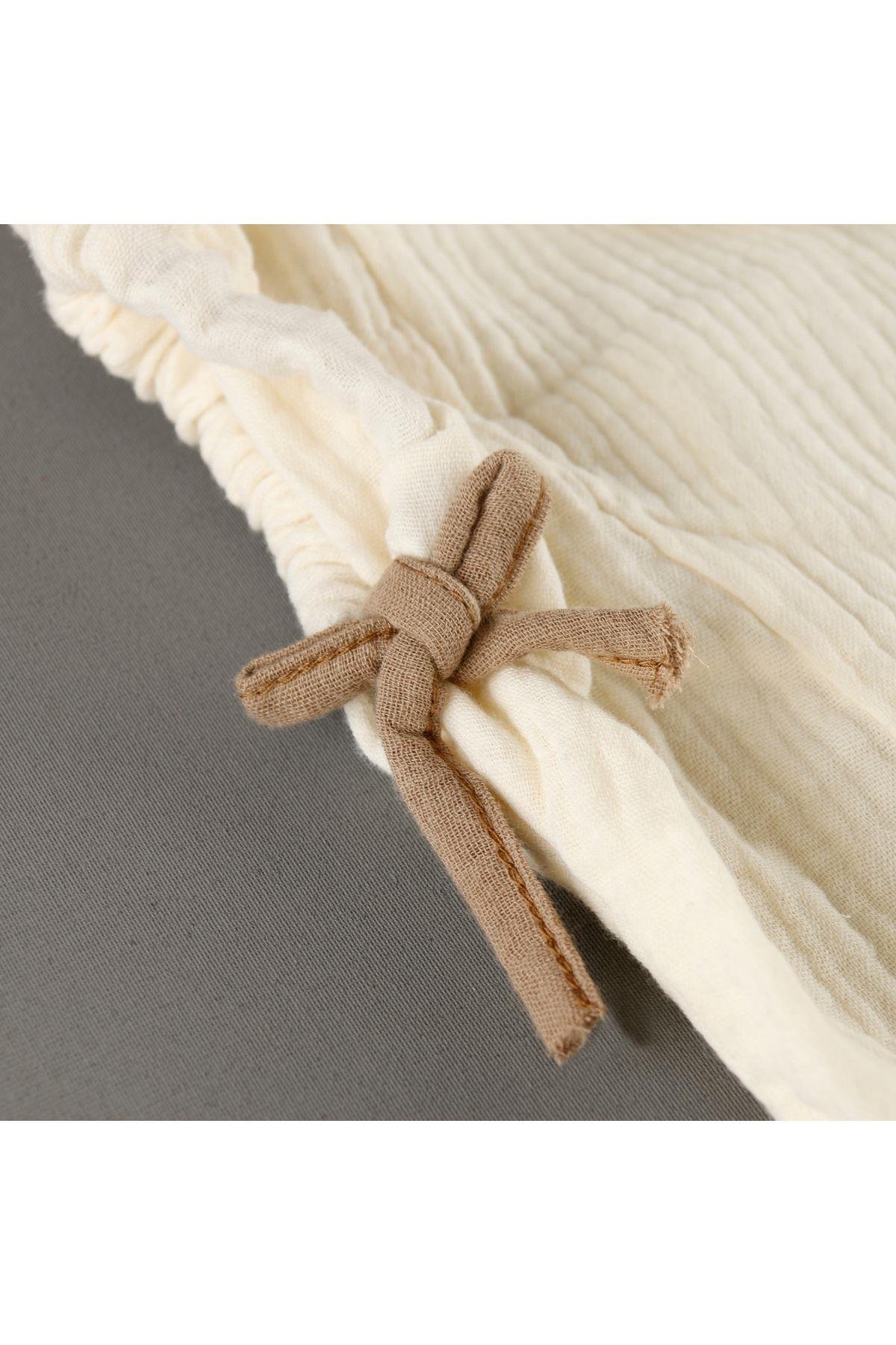 Bebe Yaka Boncuk Detaylı Muslin Kız 2'Li Takım