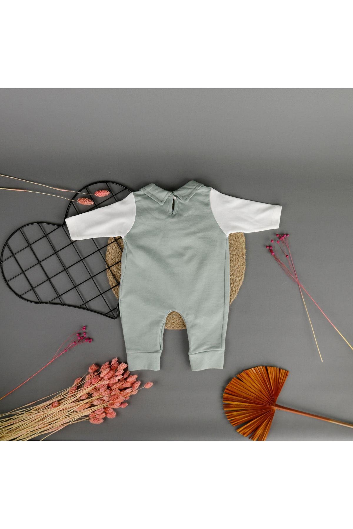 Çiçekli Bebe Yakalı Mevsimlik Kız Tulum
