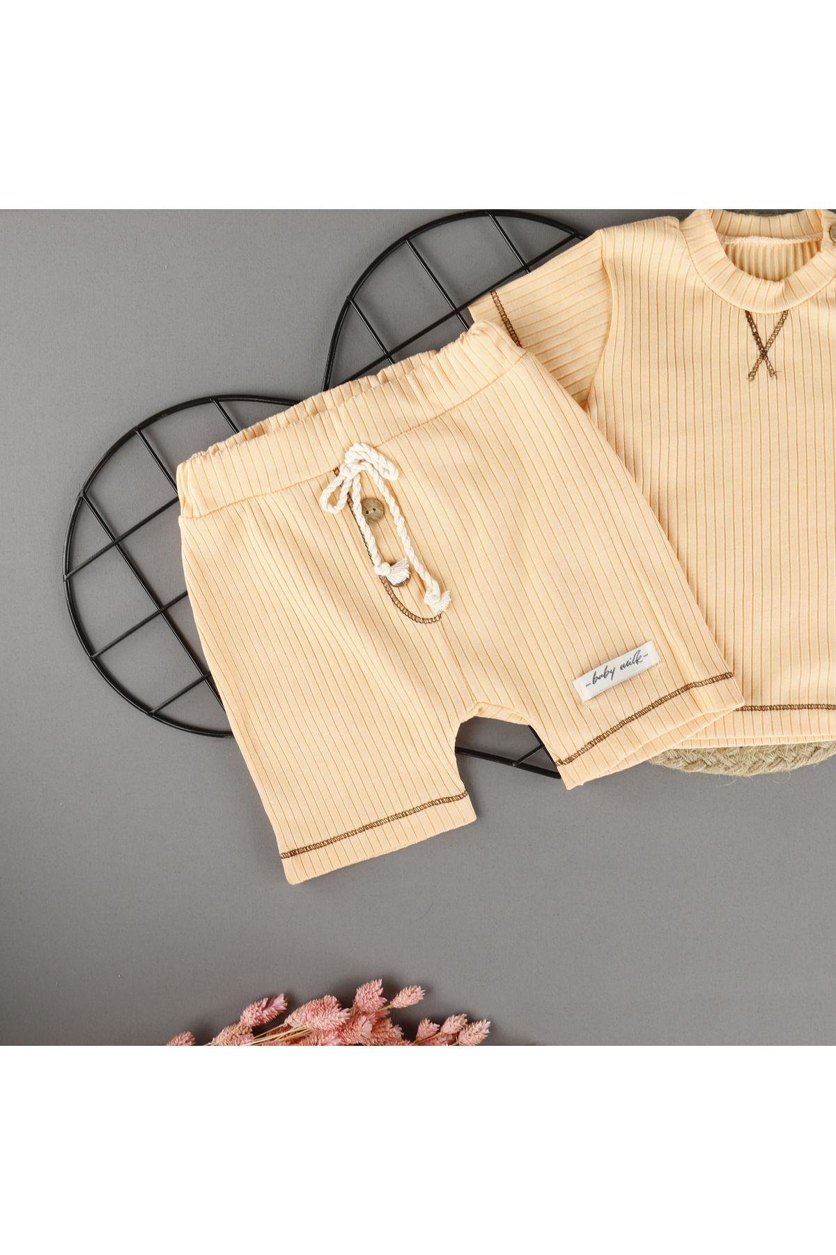 Fitilli Etiket Detaylı Tarz 2'li Unisex Kısa Takım