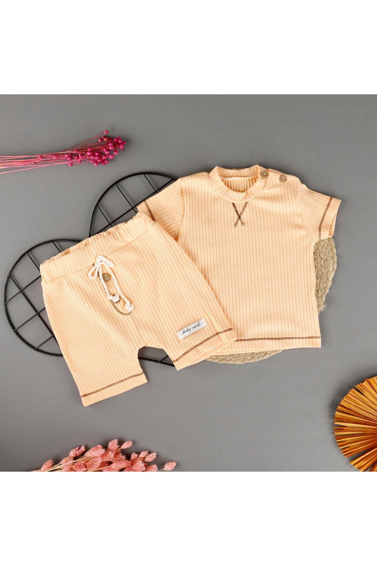 Fitilli Etiket Detaylı Tarz 2'li Unisex Kısa Takım
