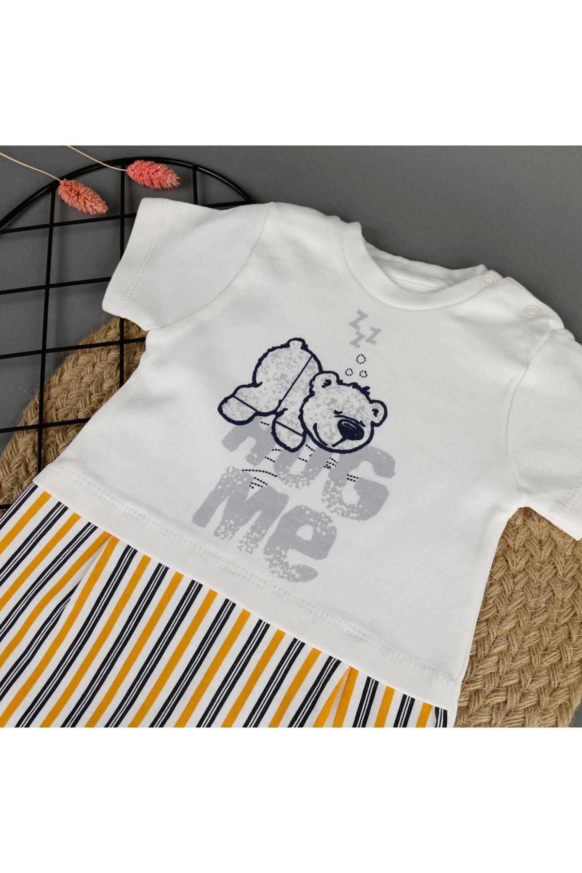 Hug Me Çizgi Detaylı Unisex Tulum