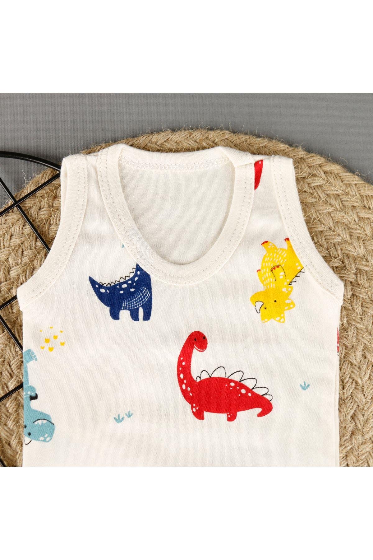 Kolay Giyilebilir Dino Desenli Erkek Çıtçıtlı Badi