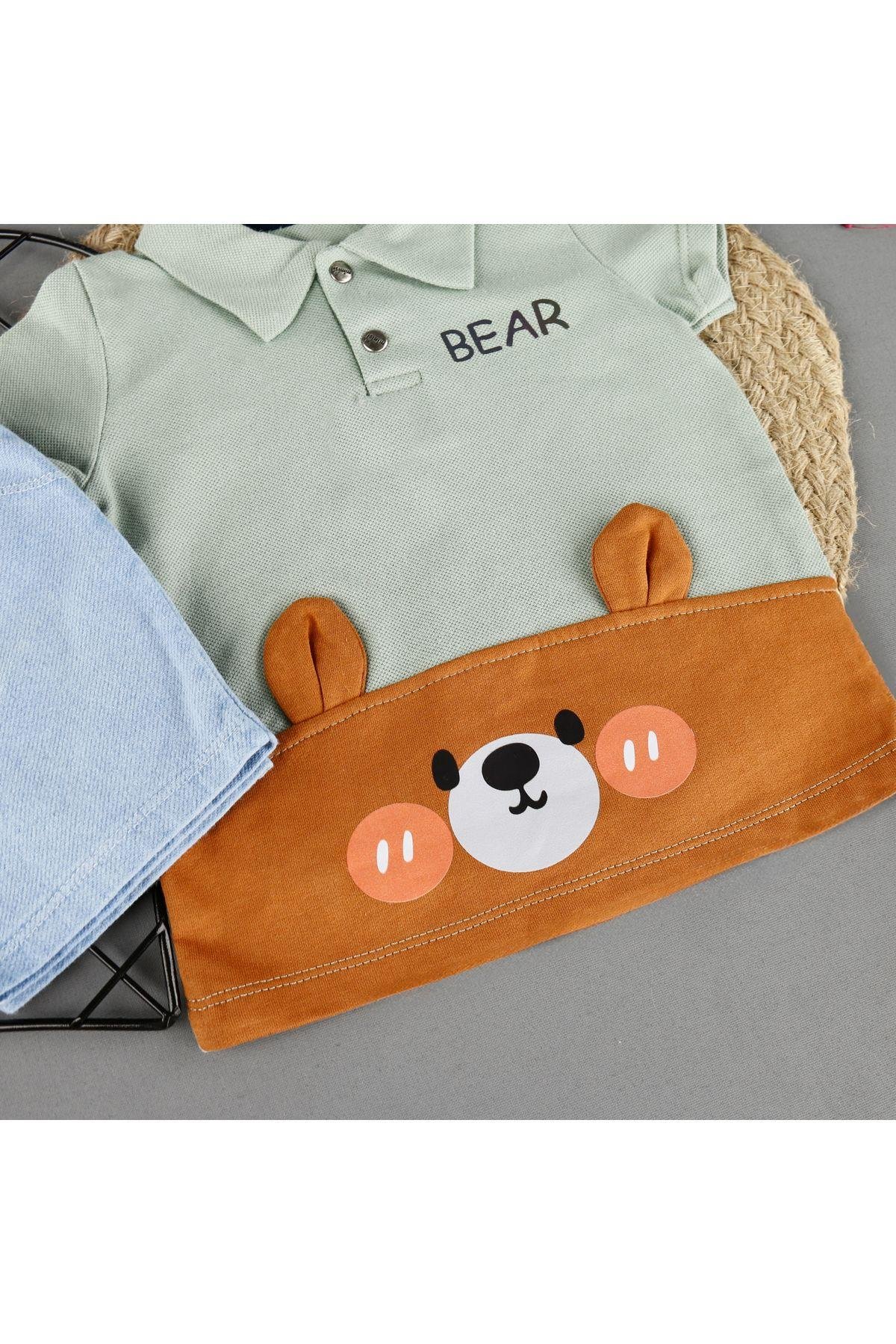 Kulaklı Bear Detaylı 2'Li Erkek Takım