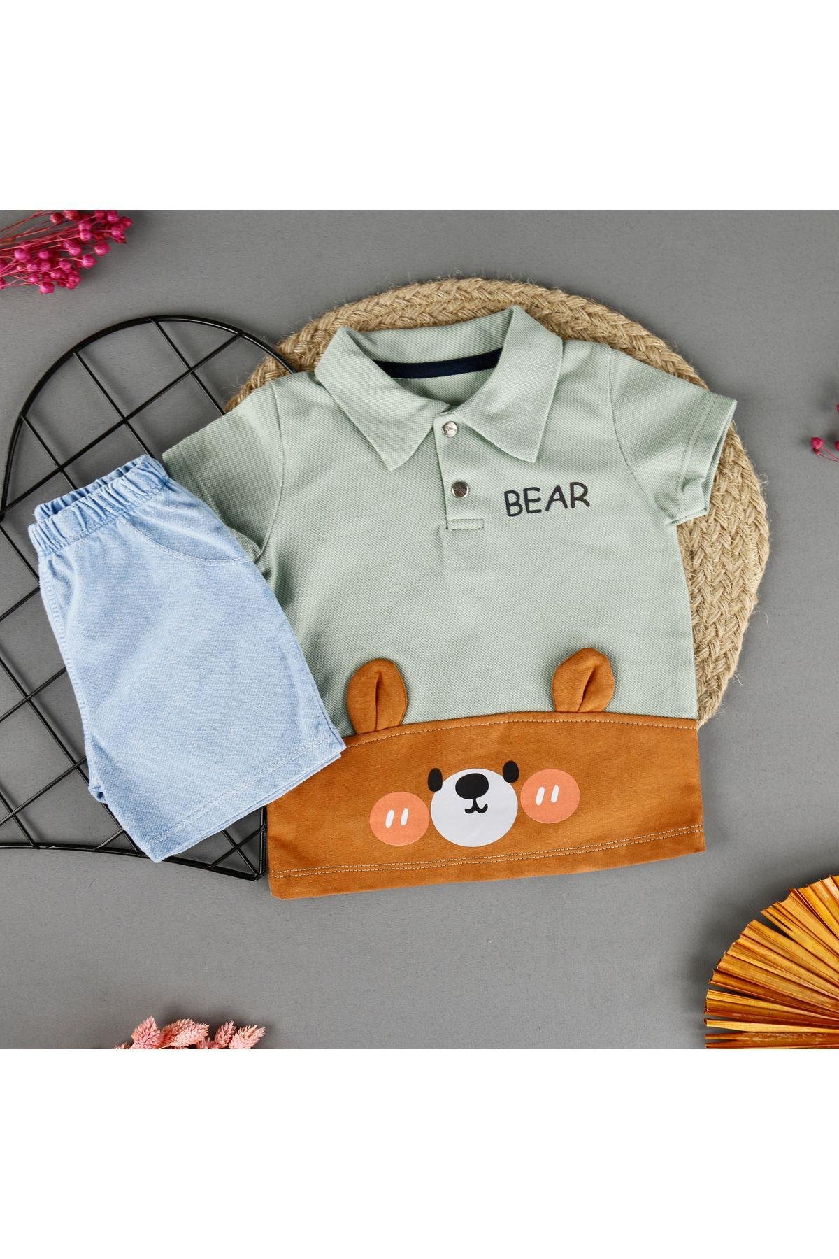 Kulaklı Bear Detaylı 2'Li Erkek Takım