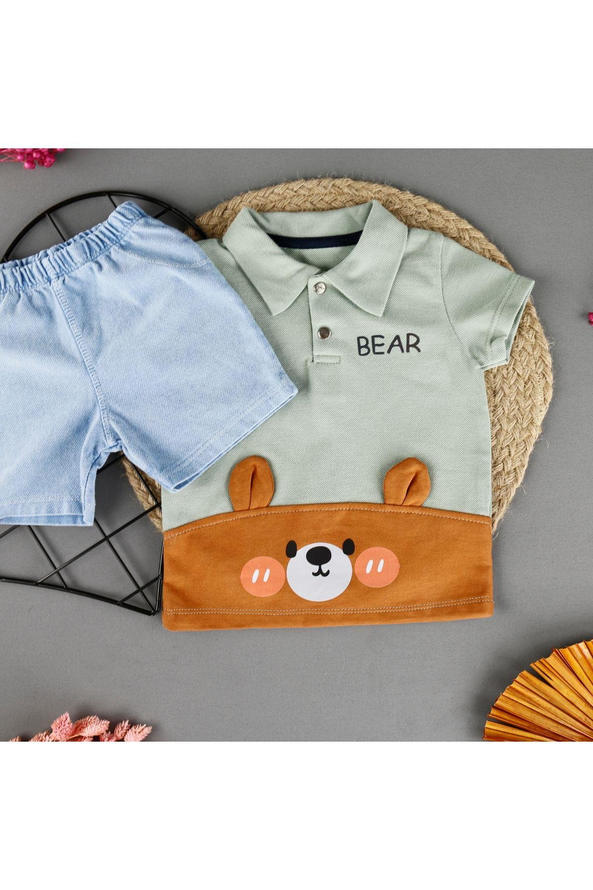 Kulaklı Bear Detaylı 2'Li Erkek Takım