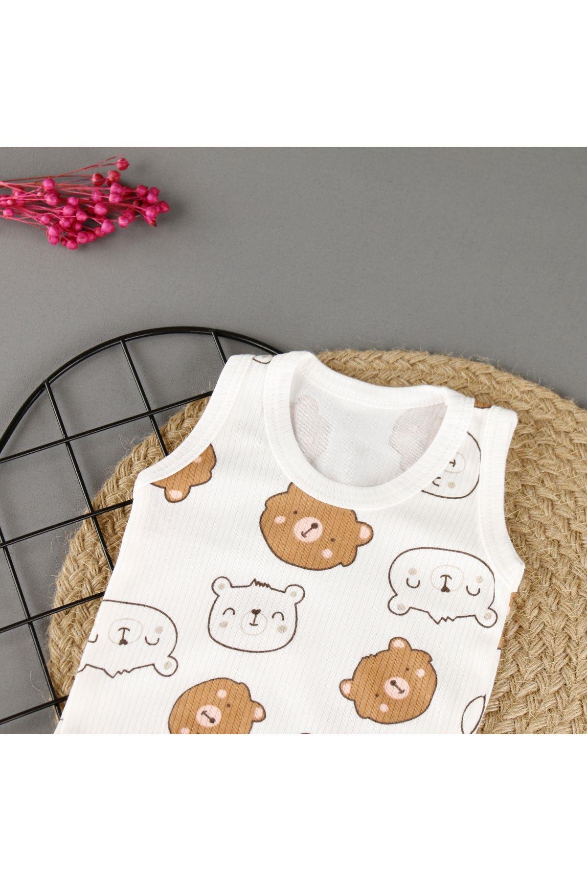 Pamuklu Ayıcık Desenli Çıtçıtlı Unisex Badi