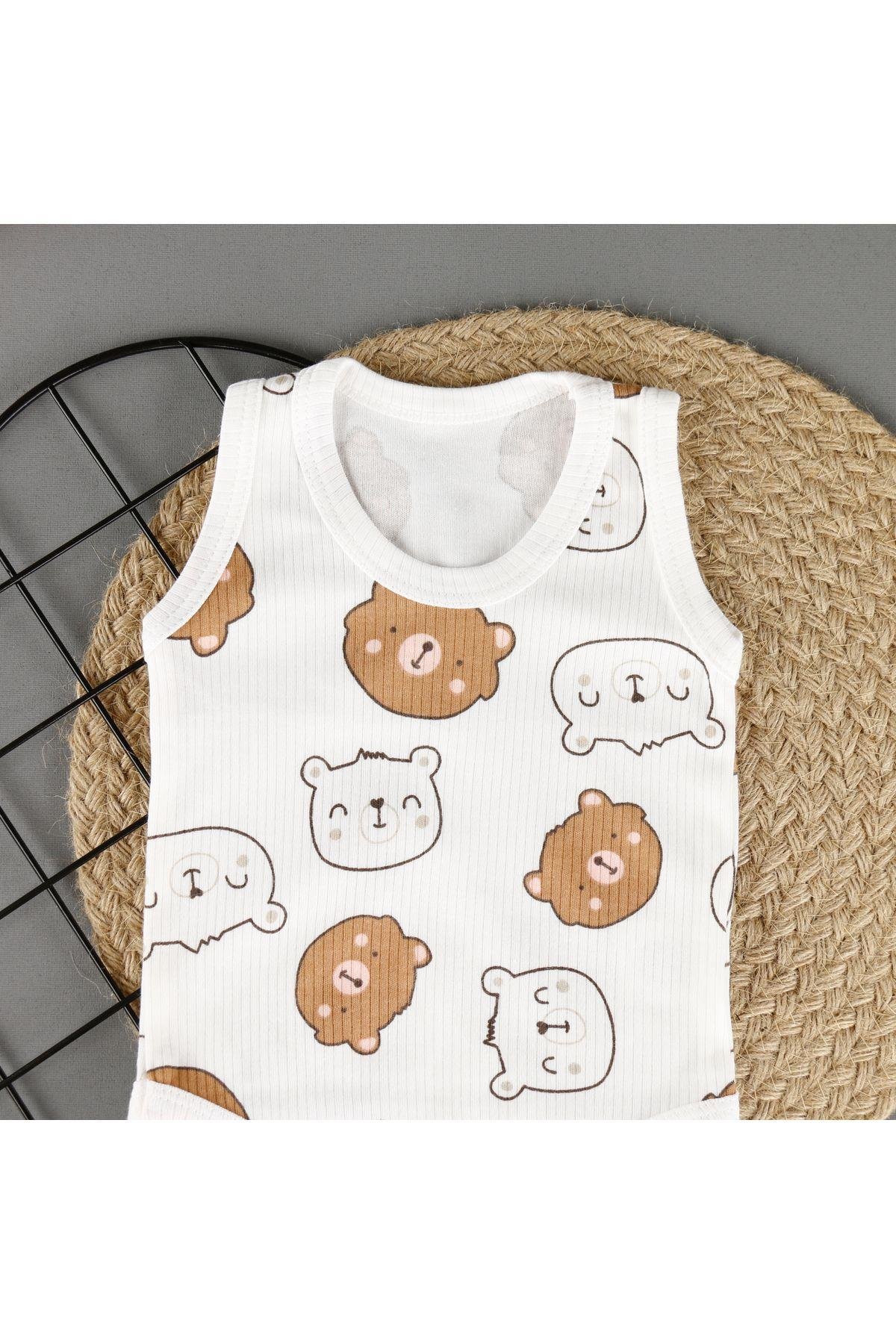 Pamuklu Ayıcık Desenli Çıtçıtlı Unisex Badi