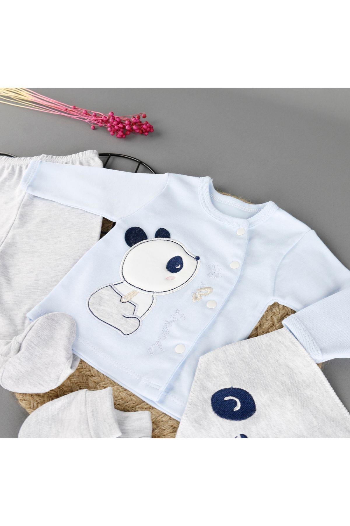 Pamuklu Yenidoğan Panda Detaylı 5'Li Bebek Zıbın