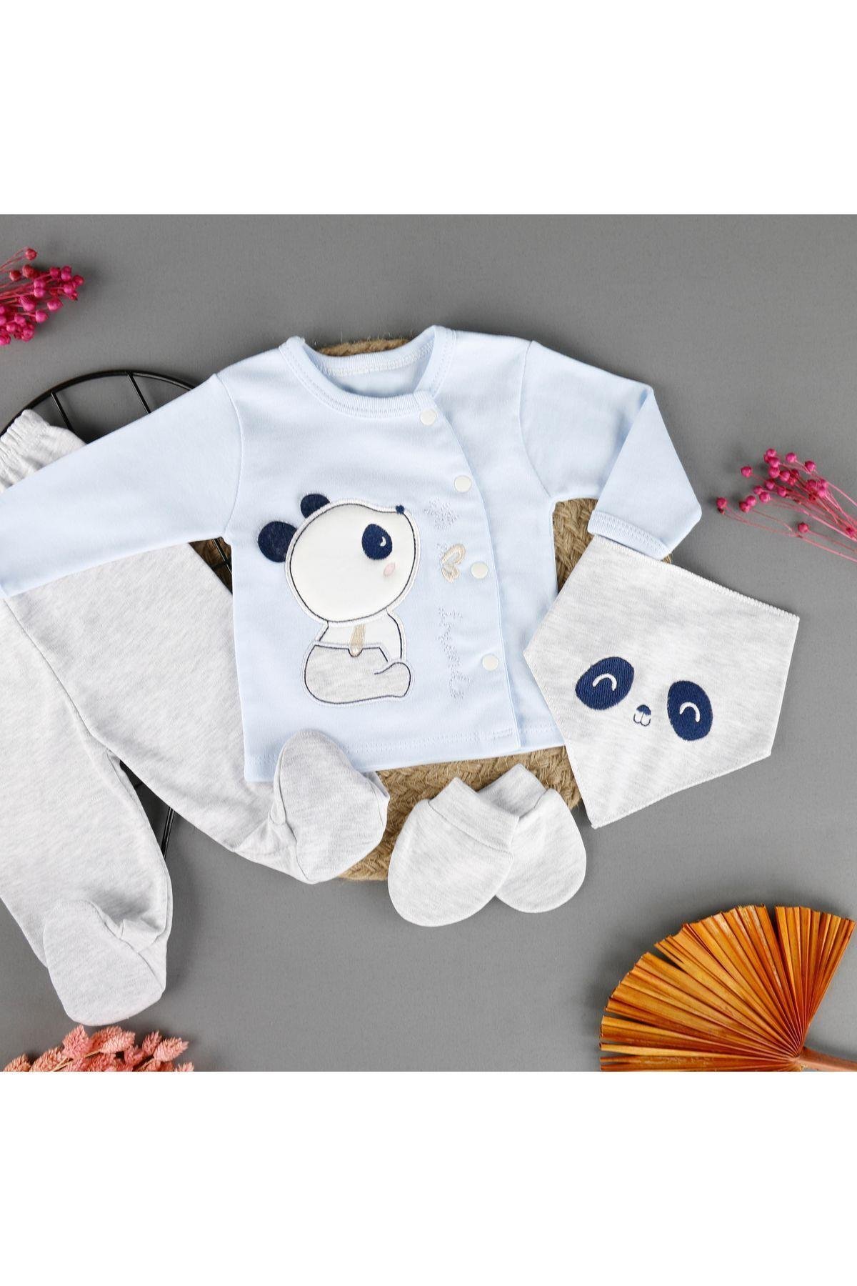 Pamuklu Yenidoğan Panda Detaylı 5'Li Bebek Zıbın
