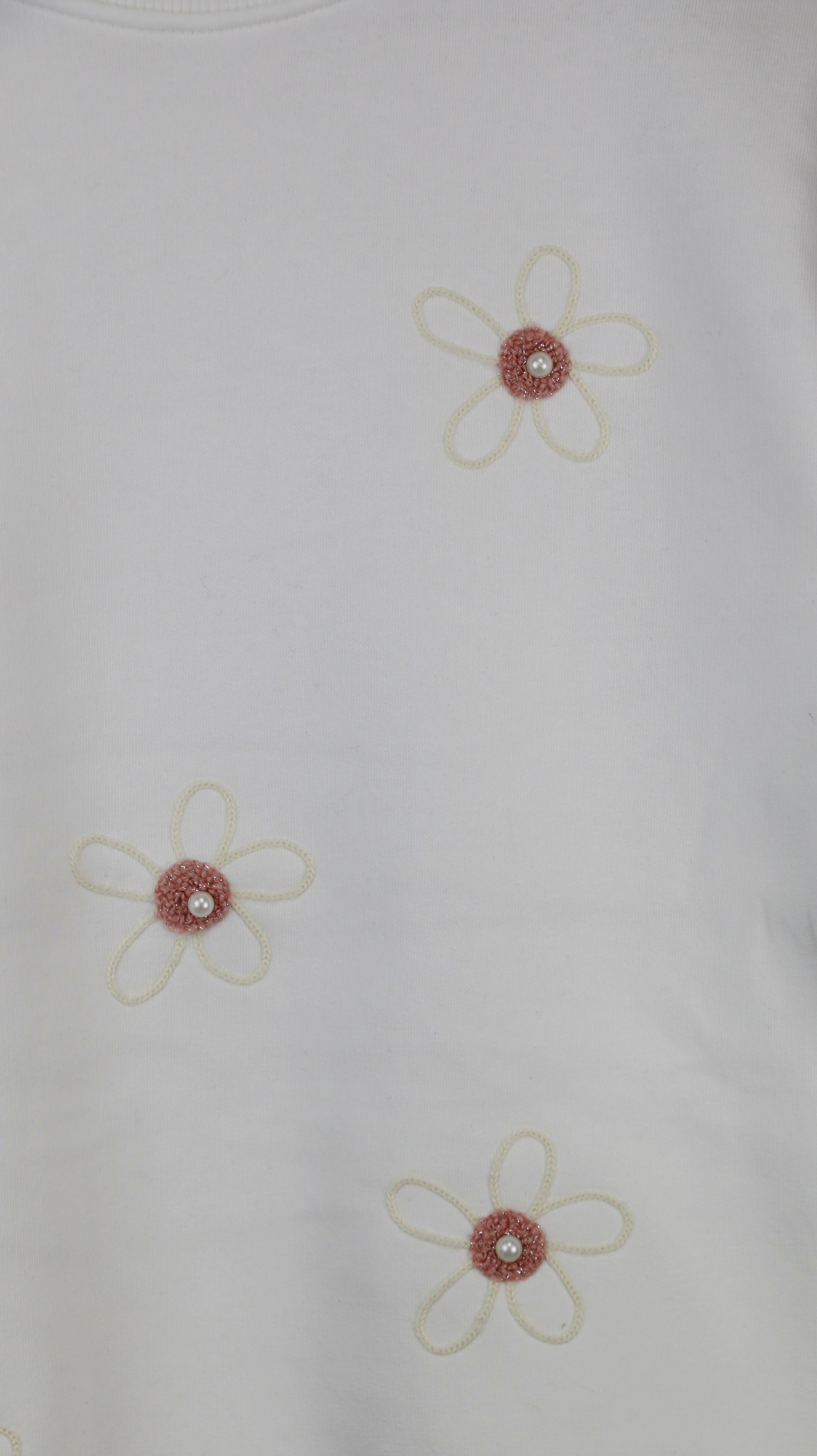 Papatya Nakış Desenli Kız Çocuk Sweatshirt