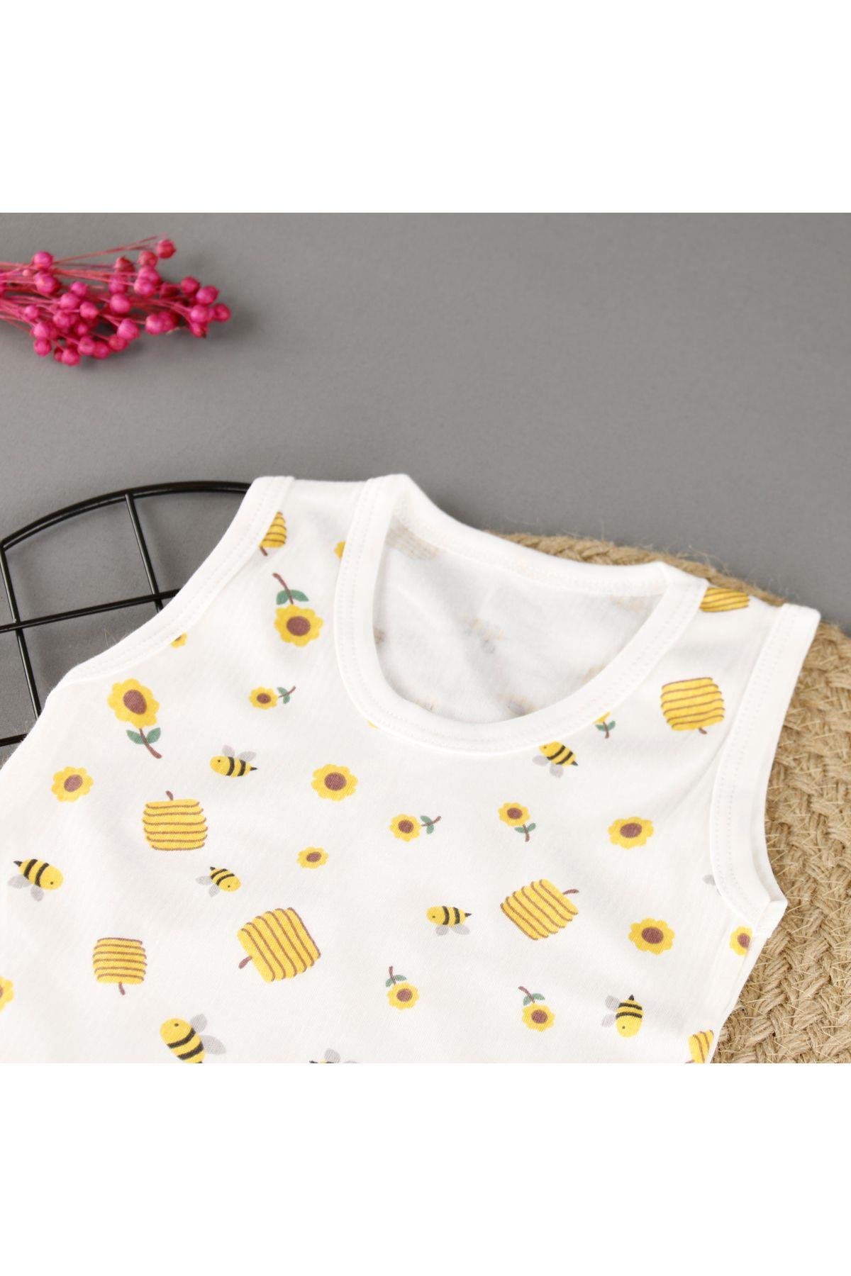 Rahat Arı Desenli Çıtçıtlı Unisex Badi