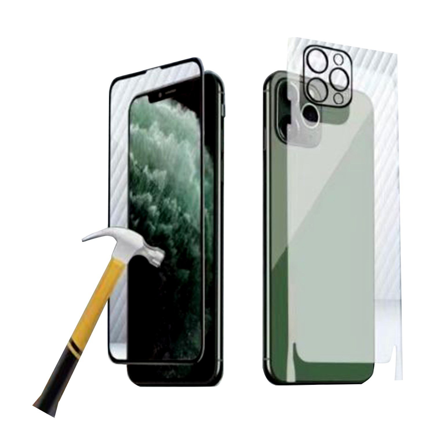 Caısles Apple iPhone 11 Pro Max Uyumlu Ön-Arka-Kamera Set Matte Full Body 3in1 Nano Ekran Koruyucu NT-91153