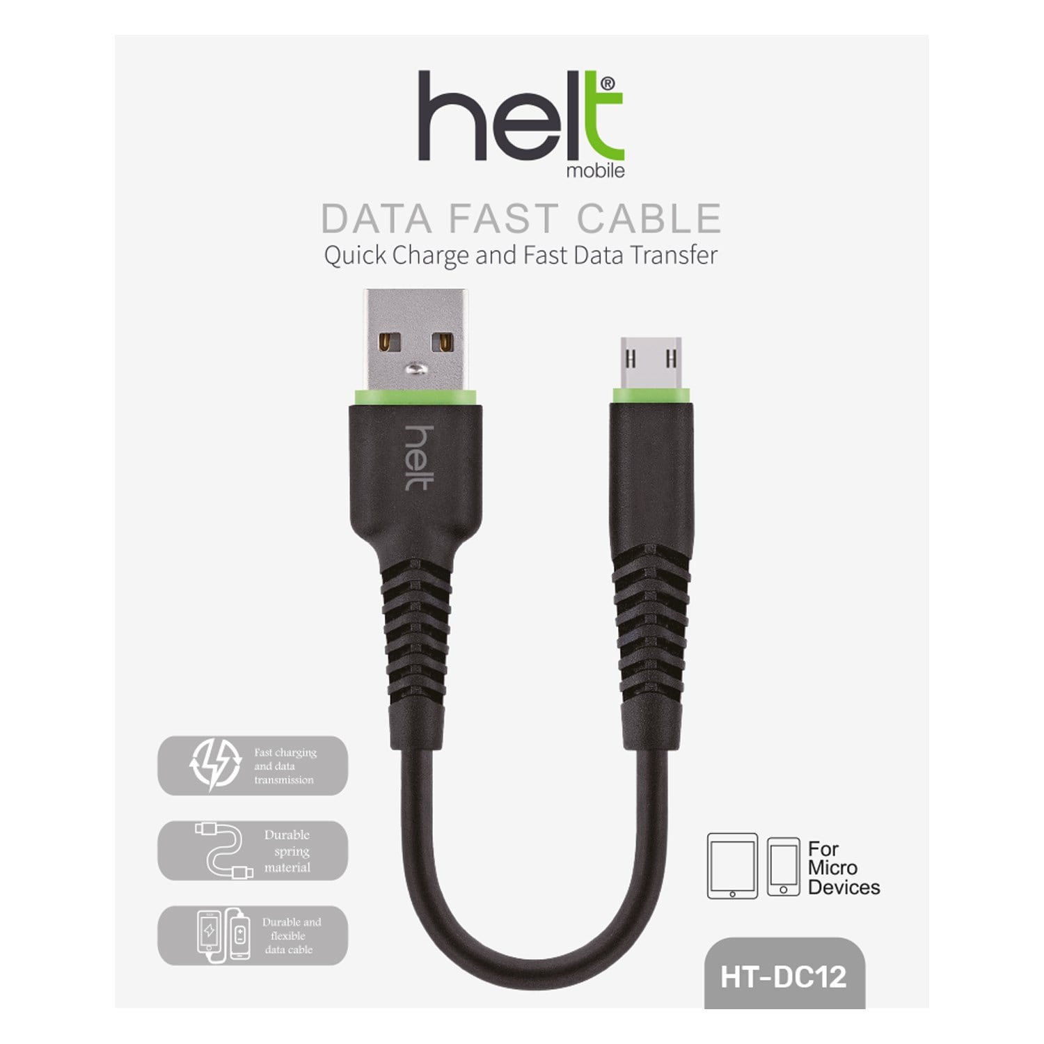 Helt HT-DC12 Plastik 20 Cm USB Şarj ve Data Kablosu NT-31290