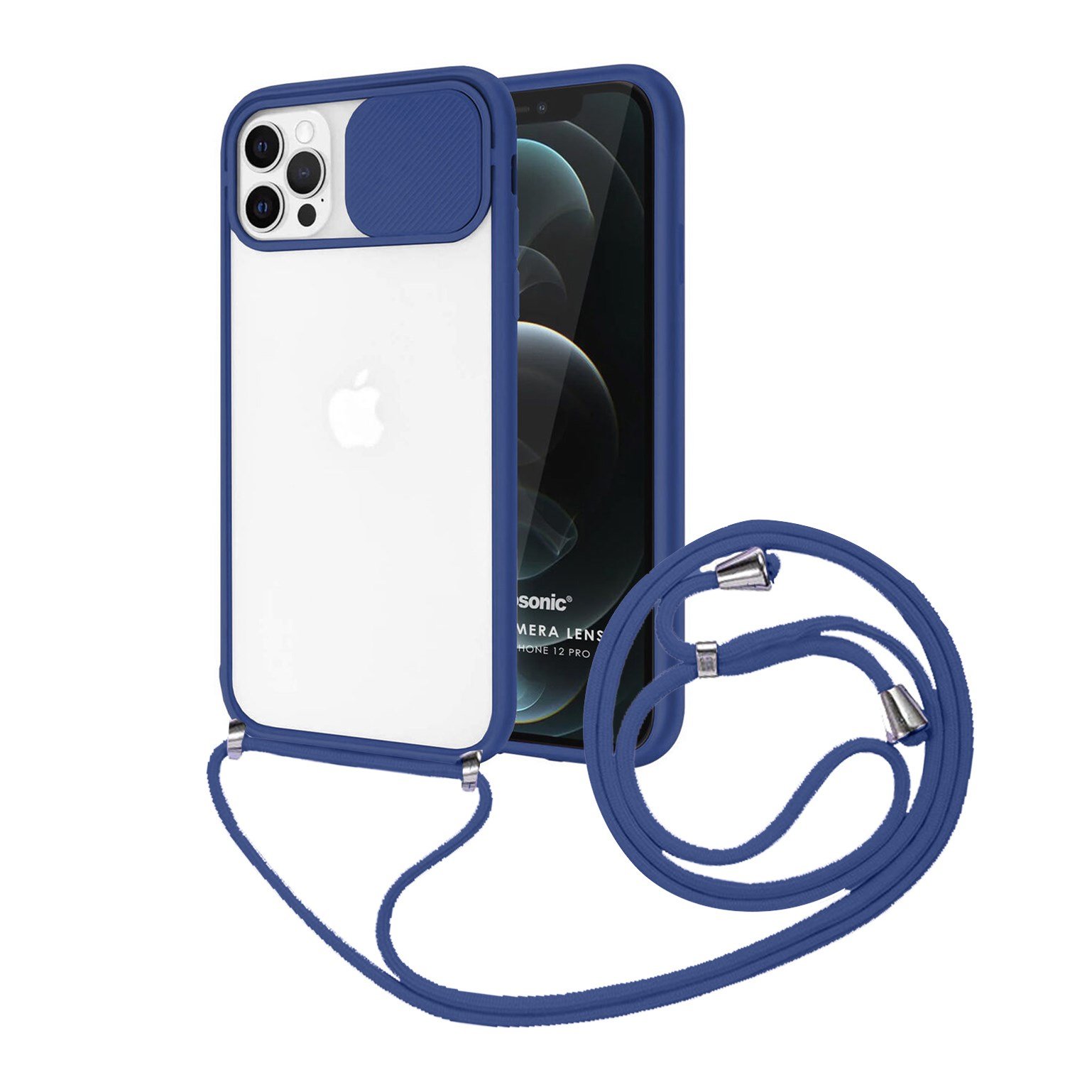 Nettech Apple iPhone 11 Pro Max Uyumlu İpli Kızaklı Buzlu Arka Koruma Kılıf NT-85007