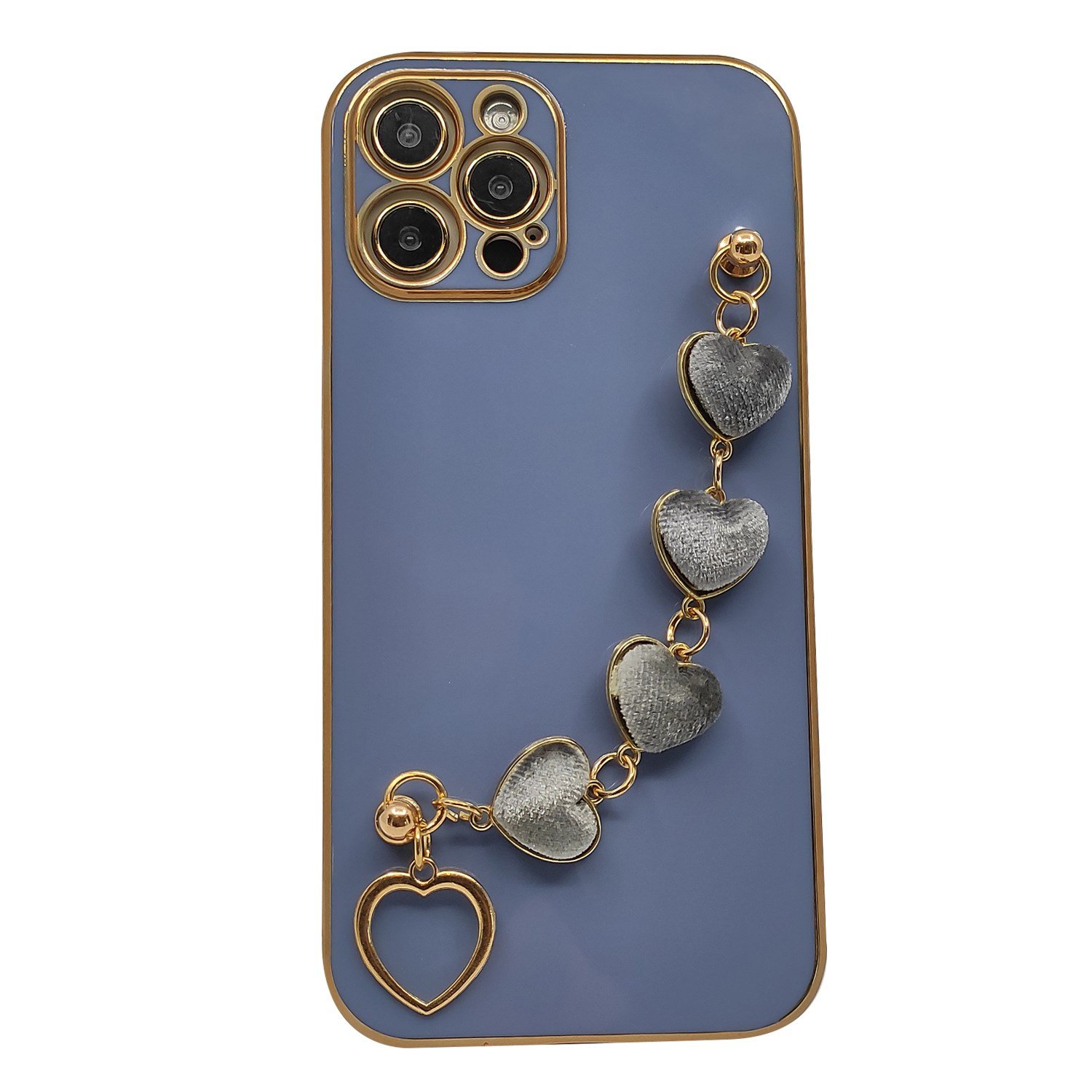 Nettech Apple iPhone 12 Pro Max Uyumlu Lüx Kalp Zincir Arka Koruma Kılıf NT-94804