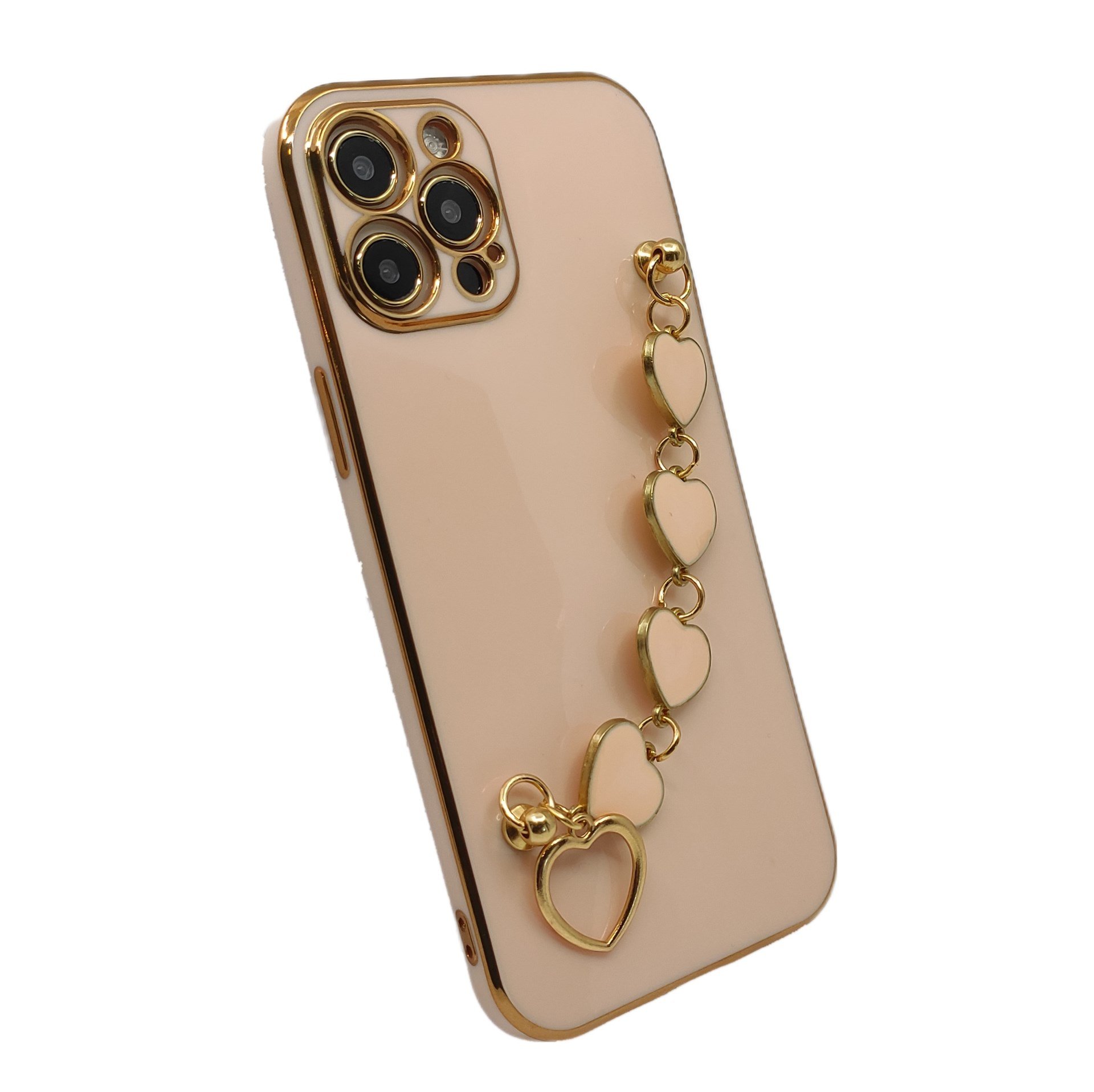 Nettech Apple iPhone 12 Pro Max Uyumlu Lüx Kalp Zincir Arka Koruma Kılıf NT-94804