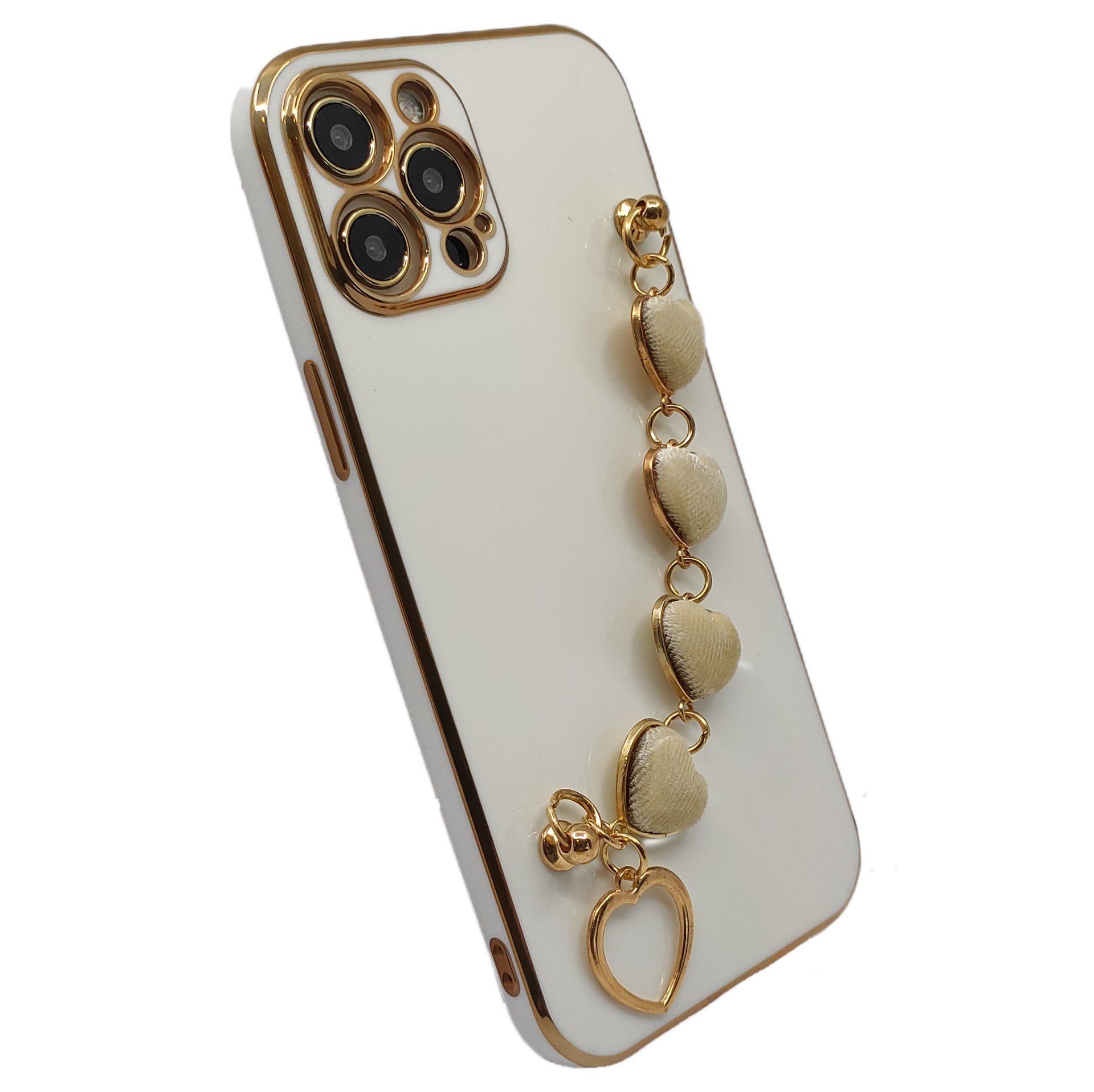 Nettech Apple iPhone 12 Pro Max Uyumlu Lüx Kalp Zincir Arka Koruma Kılıf NT-94804
