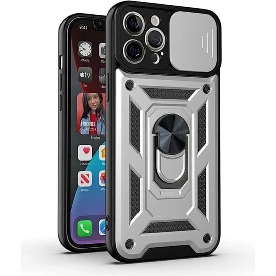 Nettech Apple iPhone 12 Pro Uyumlu Kızaklı Panzer Seri Arka Koruma Kılıf NT-85940