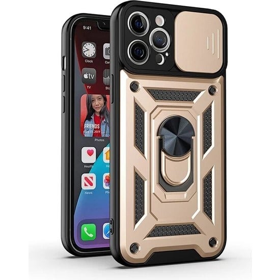 Nettech Apple iPhone 12 Pro Uyumlu Kızaklı Panzer Seri Arka Koruma Kılıf NT-85940