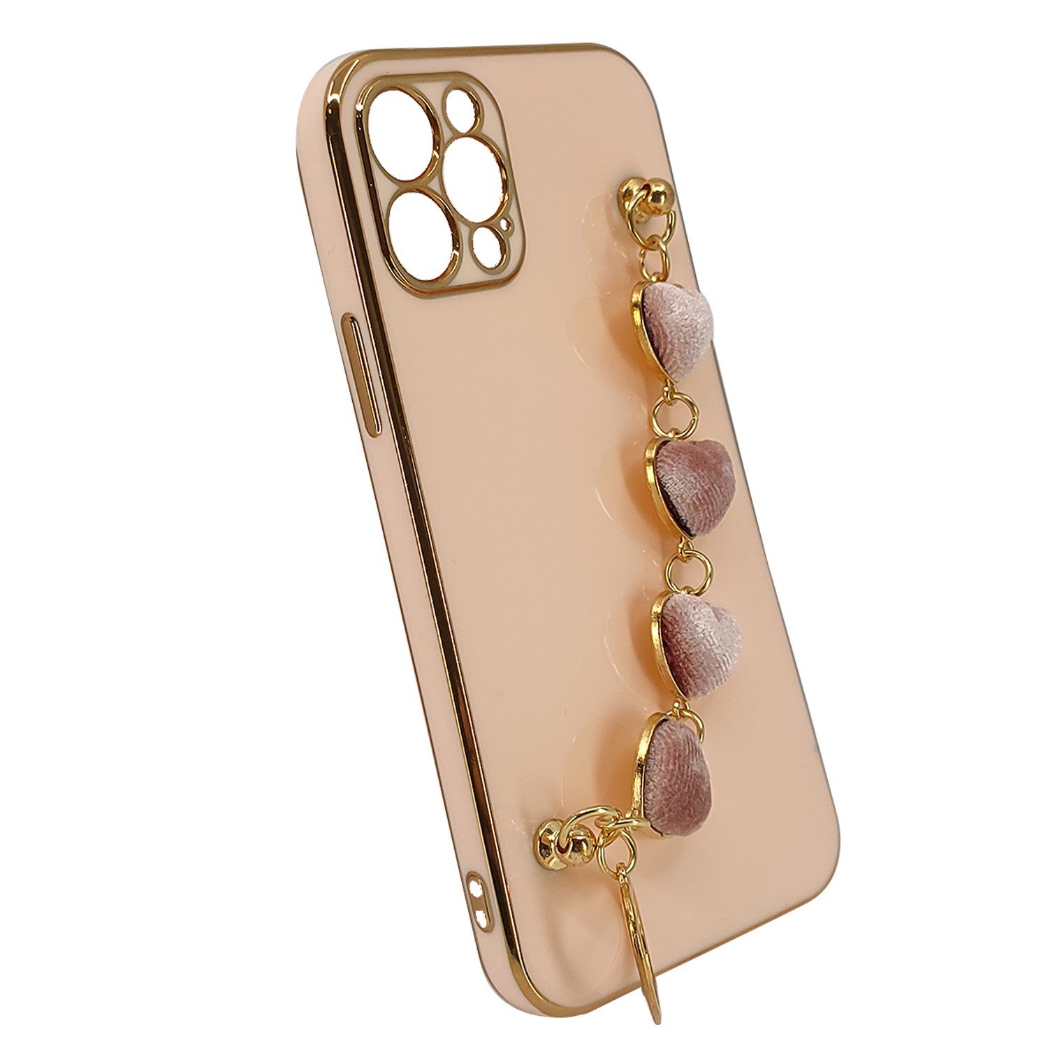 Nettech Apple iPhone 12 Pro Uyumlu Lüx Kalp Zincir Arka Koruma Kılıf NT-94808