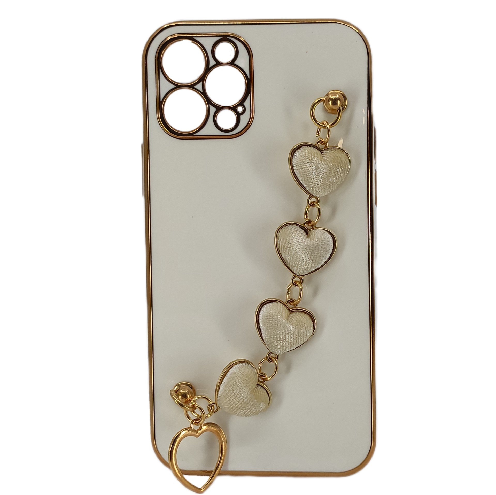 Nettech Apple iPhone 12 Pro Uyumlu Lüx Kalp Zincir Arka Koruma Kılıf NT-94808