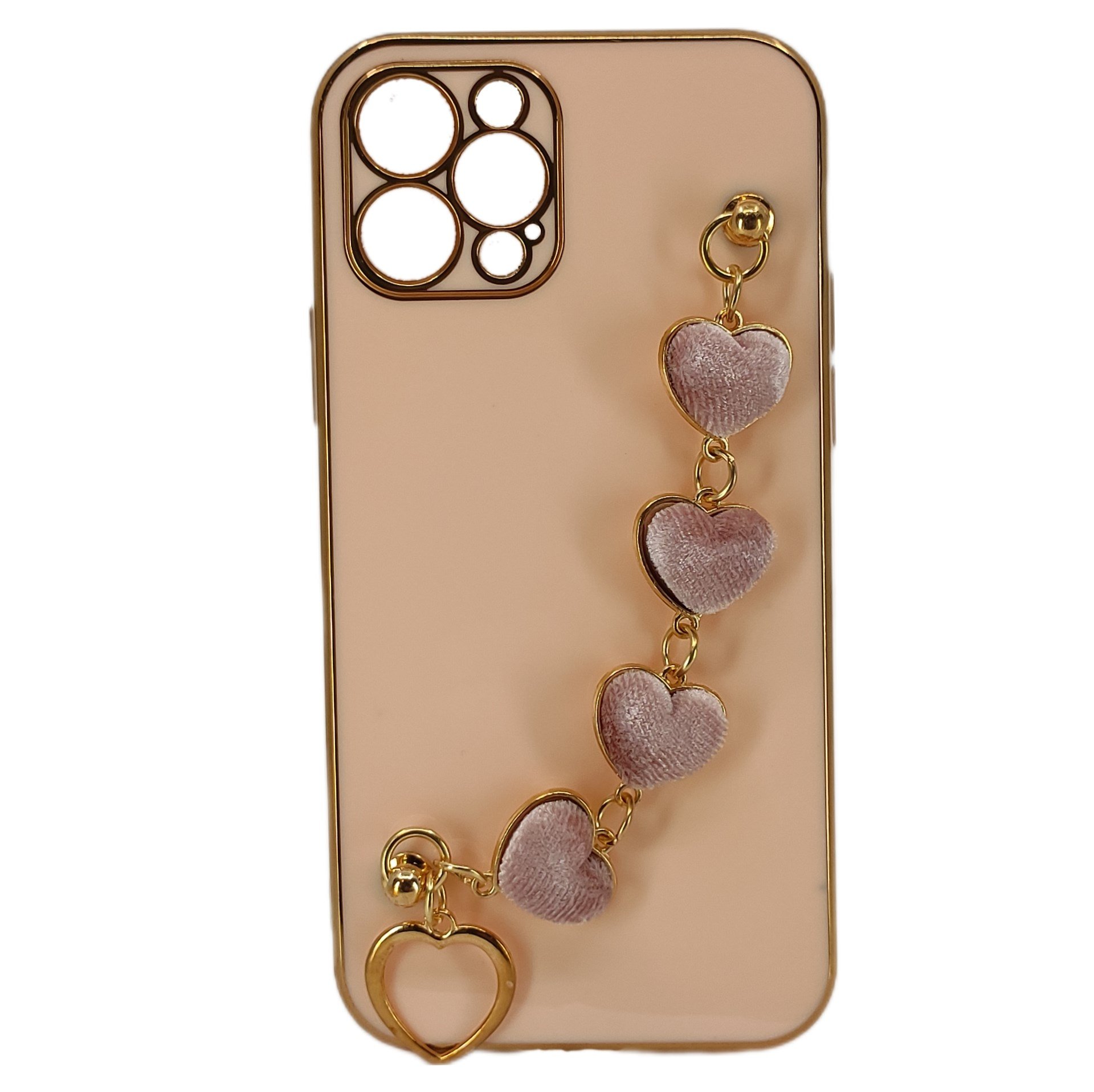 Nettech Apple iPhone 12 Pro Uyumlu Lüx Kalp Zincir Arka Koruma Kılıf NT-94808