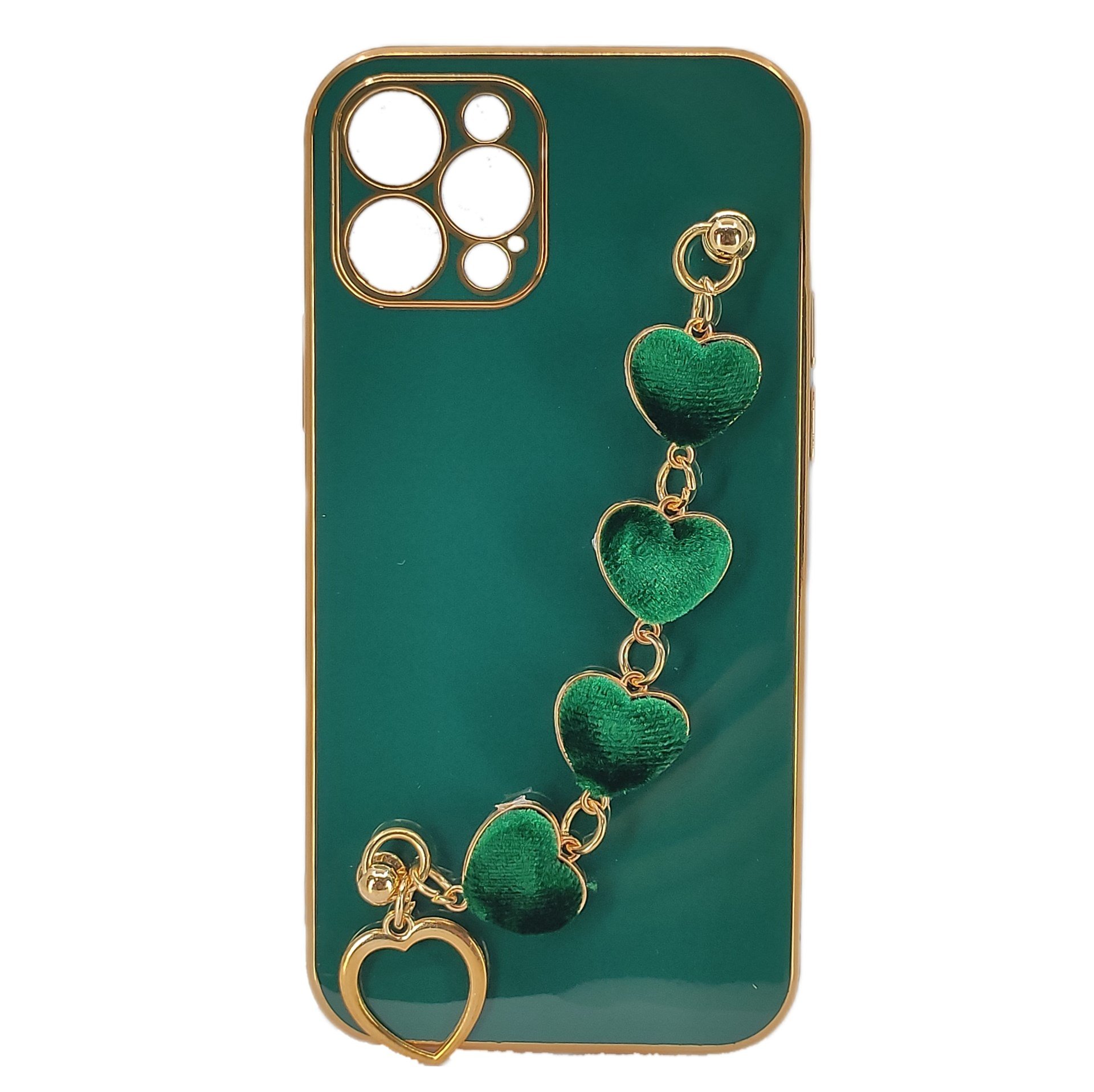 Nettech Apple iPhone 12 Pro Uyumlu Lüx Kalp Zincir Arka Koruma Kılıf NT-94808