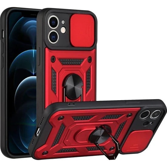 Nettech Apple iPhone 12 Uyumlu Kızaklı Panzer Seri Arka Koruma Kılıf NT-85950