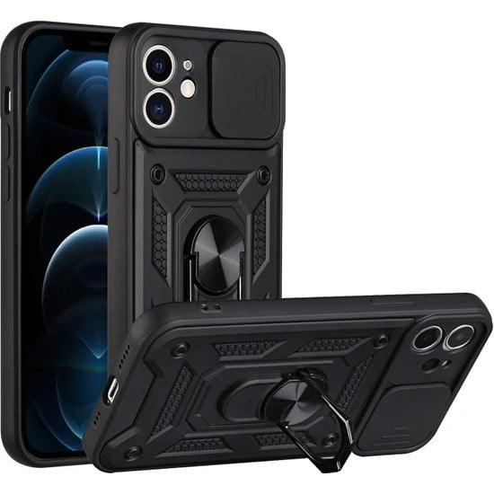 Nettech Apple iPhone 12 Uyumlu Kızaklı Panzer Seri Arka Koruma Kılıf NT-85950