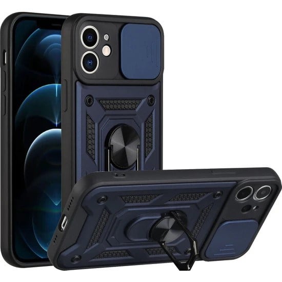 Nettech Apple iPhone 12 Uyumlu Kızaklı Panzer Seri Arka Koruma Kılıf NT-85950