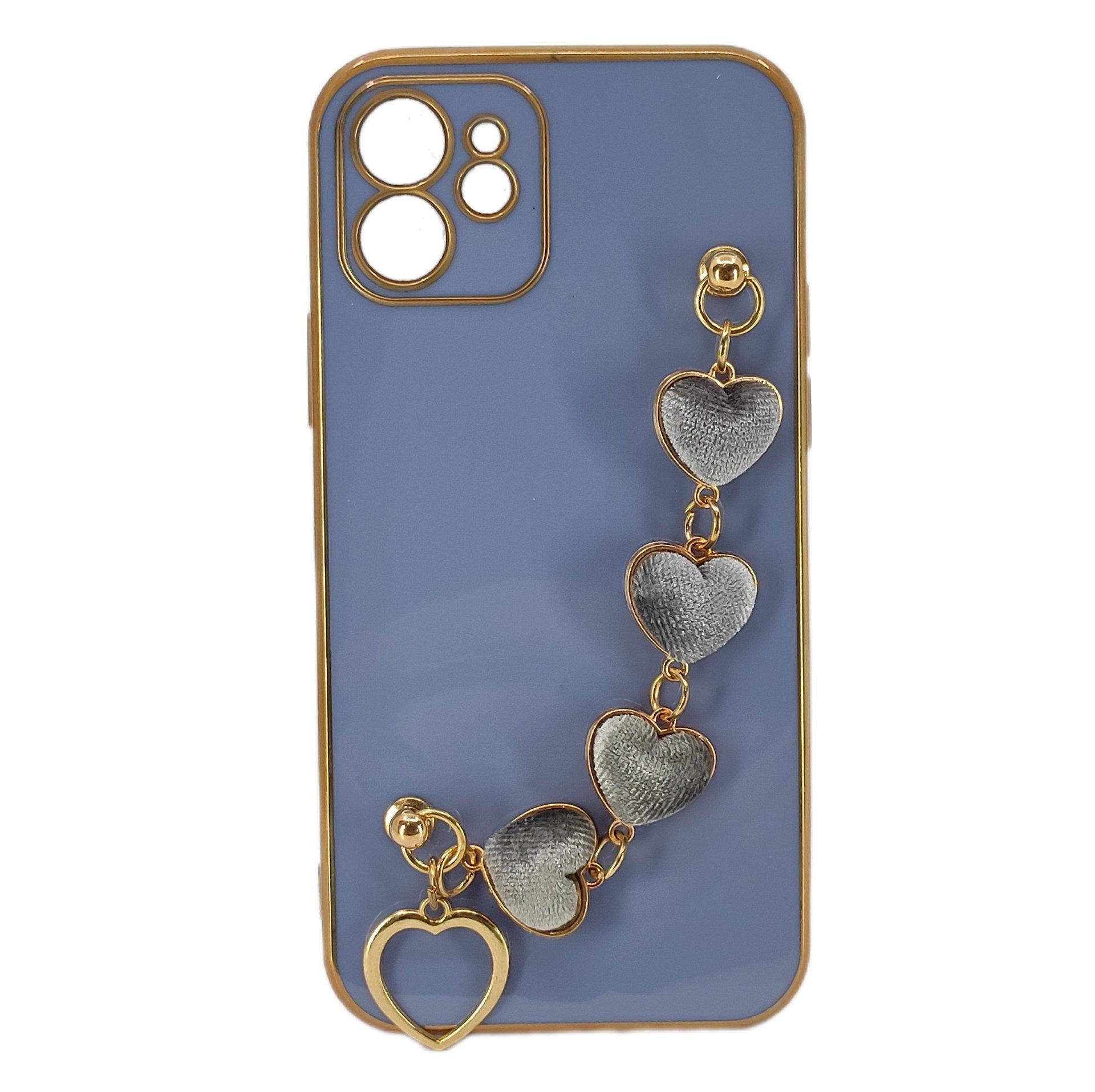 Nettech Apple iPhone 12 Uyumlu Lüx Kalp Zincir Arka Koruma Kılıf NT-94812