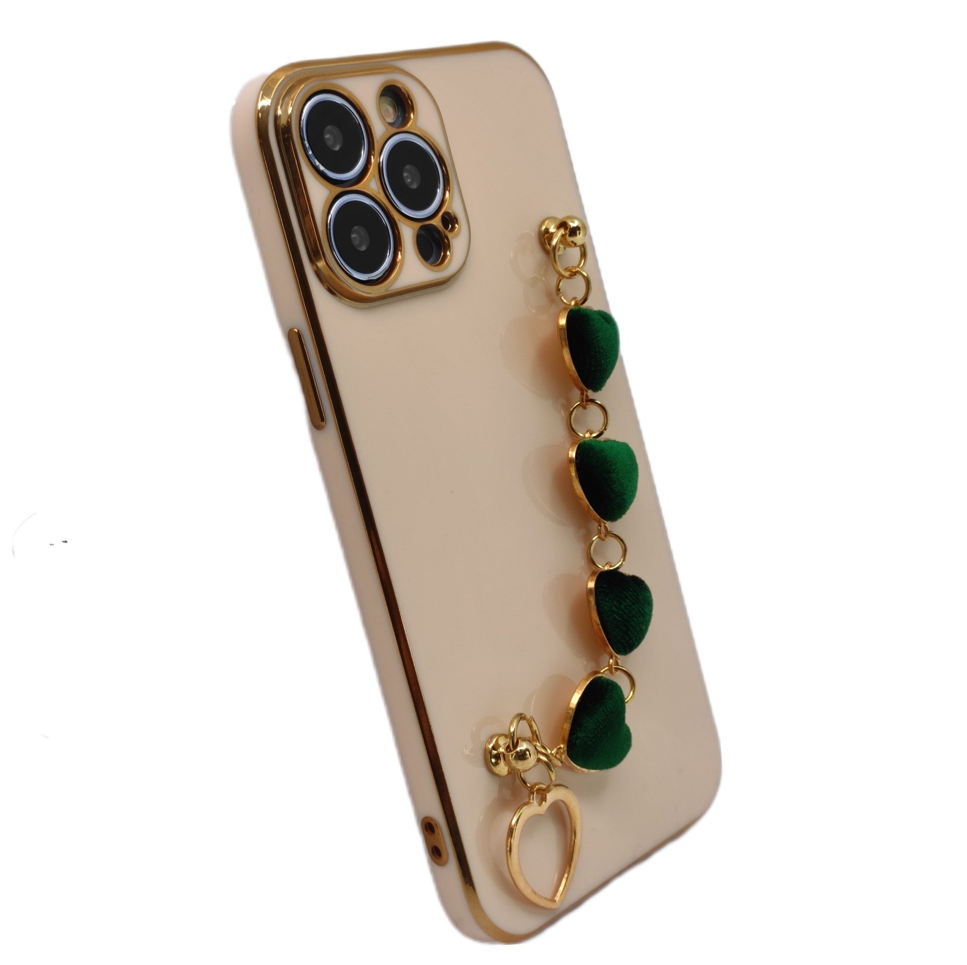 Nettech Apple iPhone 13 Pro Max Uyumlu Lüx Kalp Zincir Arka Koruma Kılıf NT-94822