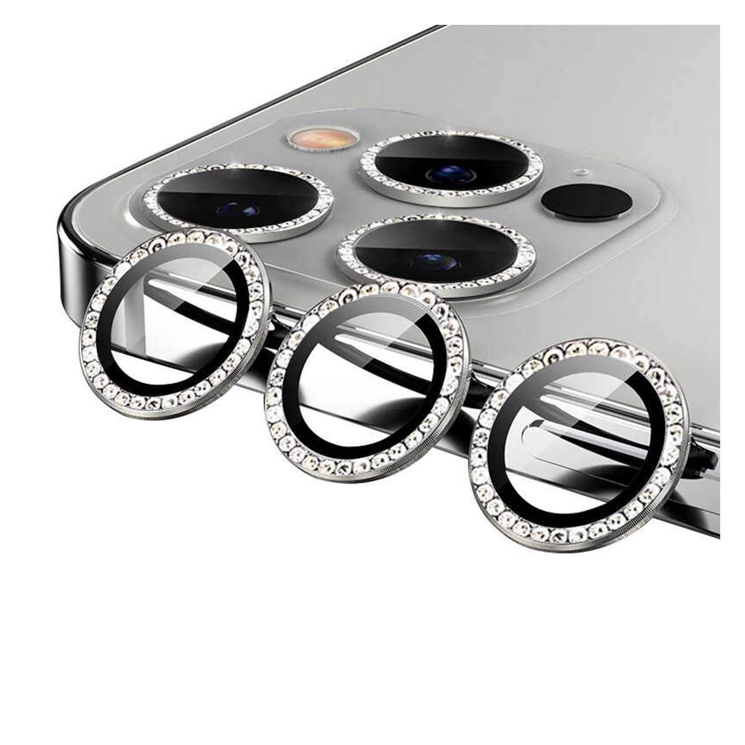 Nettech Apple iPhone 13 Pro Max Uyumlu Diamond Taşlı Model Kamera Cam Koruyucu NT-94613