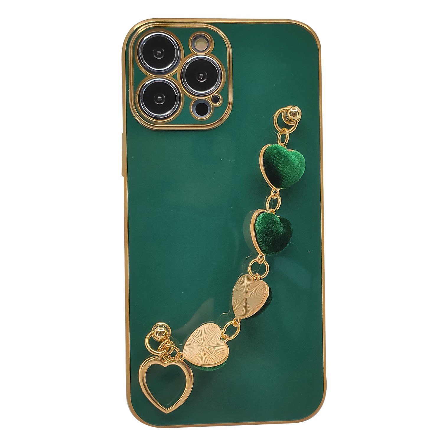 Nettech Apple iPhone 13 Pro Max Uyumlu Lüx Kalp Zincir Arka Koruma Kılıf NT-94822