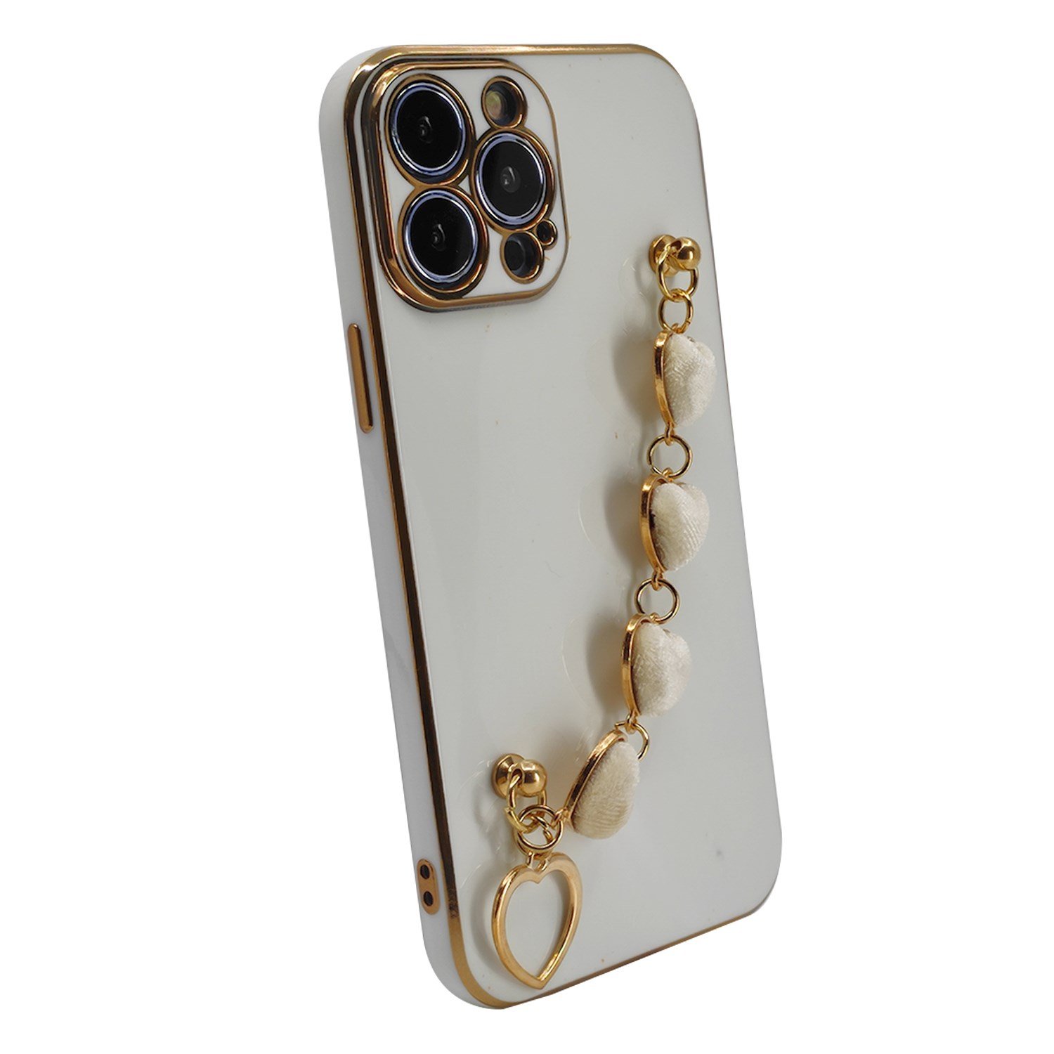 Nettech Apple iPhone 13 Pro Max Uyumlu Lüx Kalp Zincir Arka Koruma Kılıf NT-94822