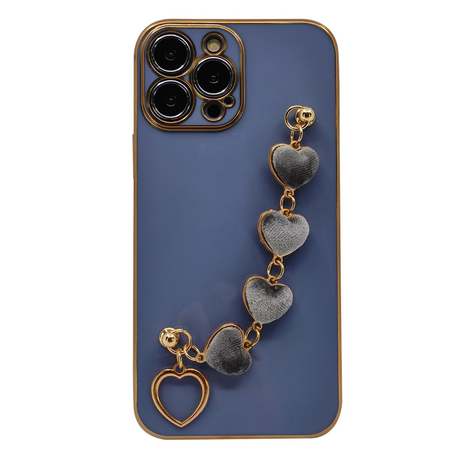 Nettech Apple iPhone 13 Pro Max Uyumlu Lüx Kalp Zincir Arka Koruma Kılıf NT-94822