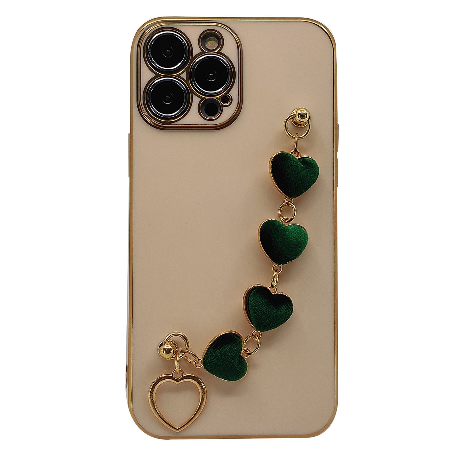 Nettech Apple iPhone 13 Pro Max Uyumlu Lüx Kalp Zincir Arka Koruma Kılıf NT-94822