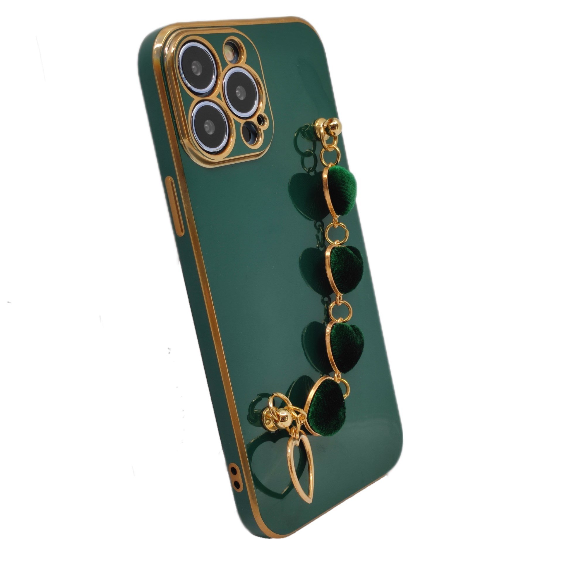 Nettech Apple iPhone 13 Pro Max Uyumlu Lüx Kalp Zincir Arka Koruma Kılıf NT-94822