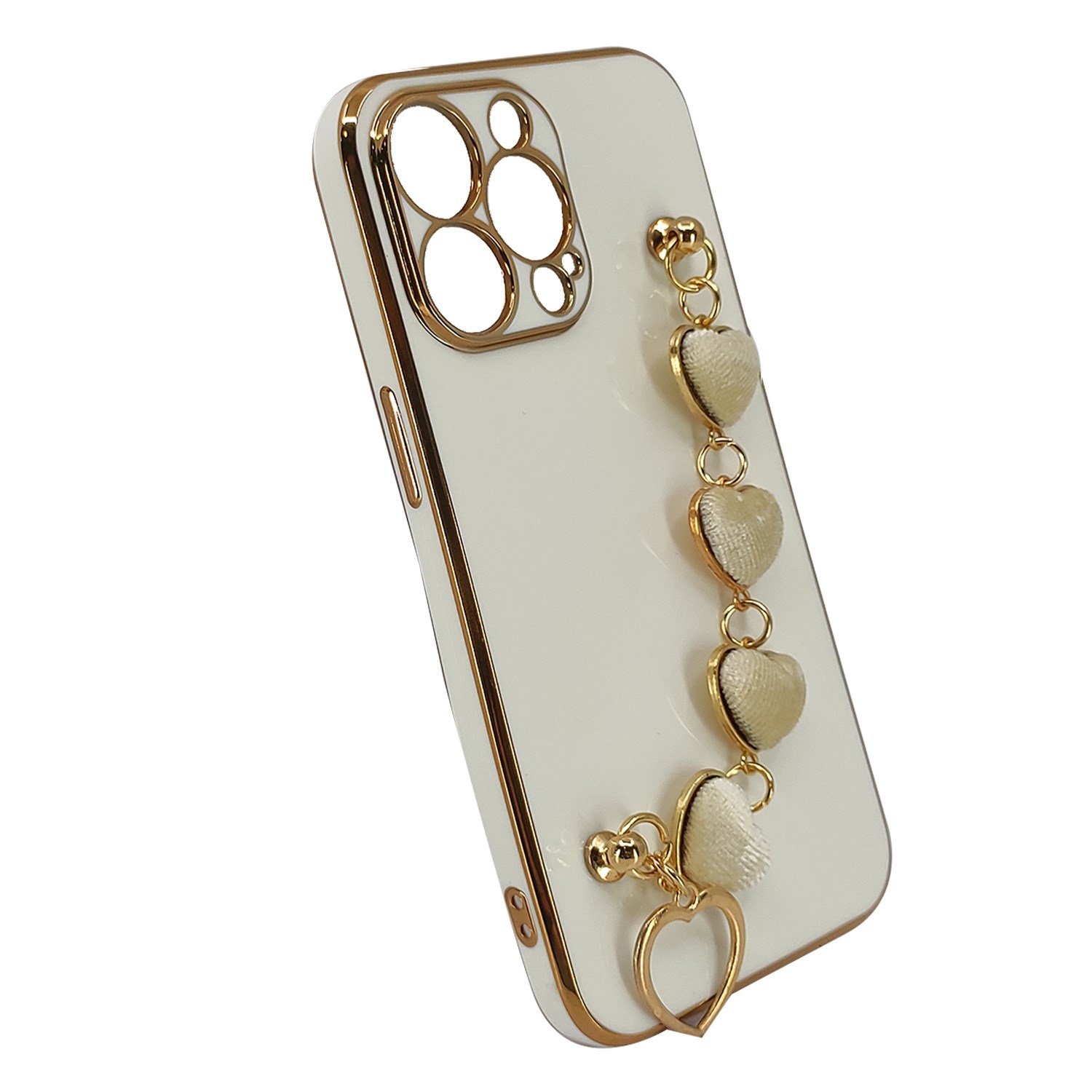 Nettech Apple iPhone 13 Pro Uyumlu Lüx Kalp Zincir Arka Koruma Kılıf NT-94818