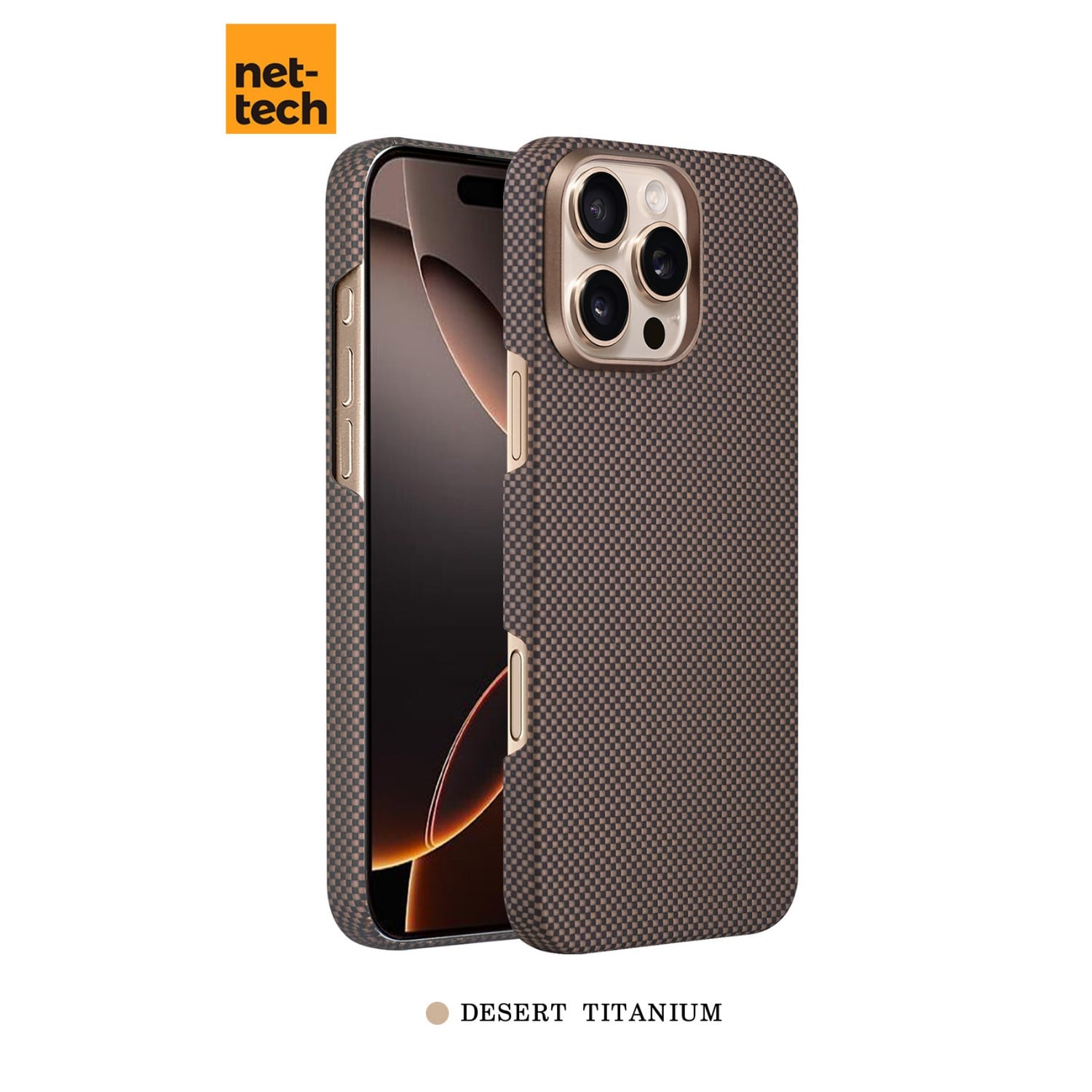 Nettech Apple iPhone 15 Pro Uyumlu NT-N075 Kevlar Karbon Arka Koruma Kılıf NT-113708