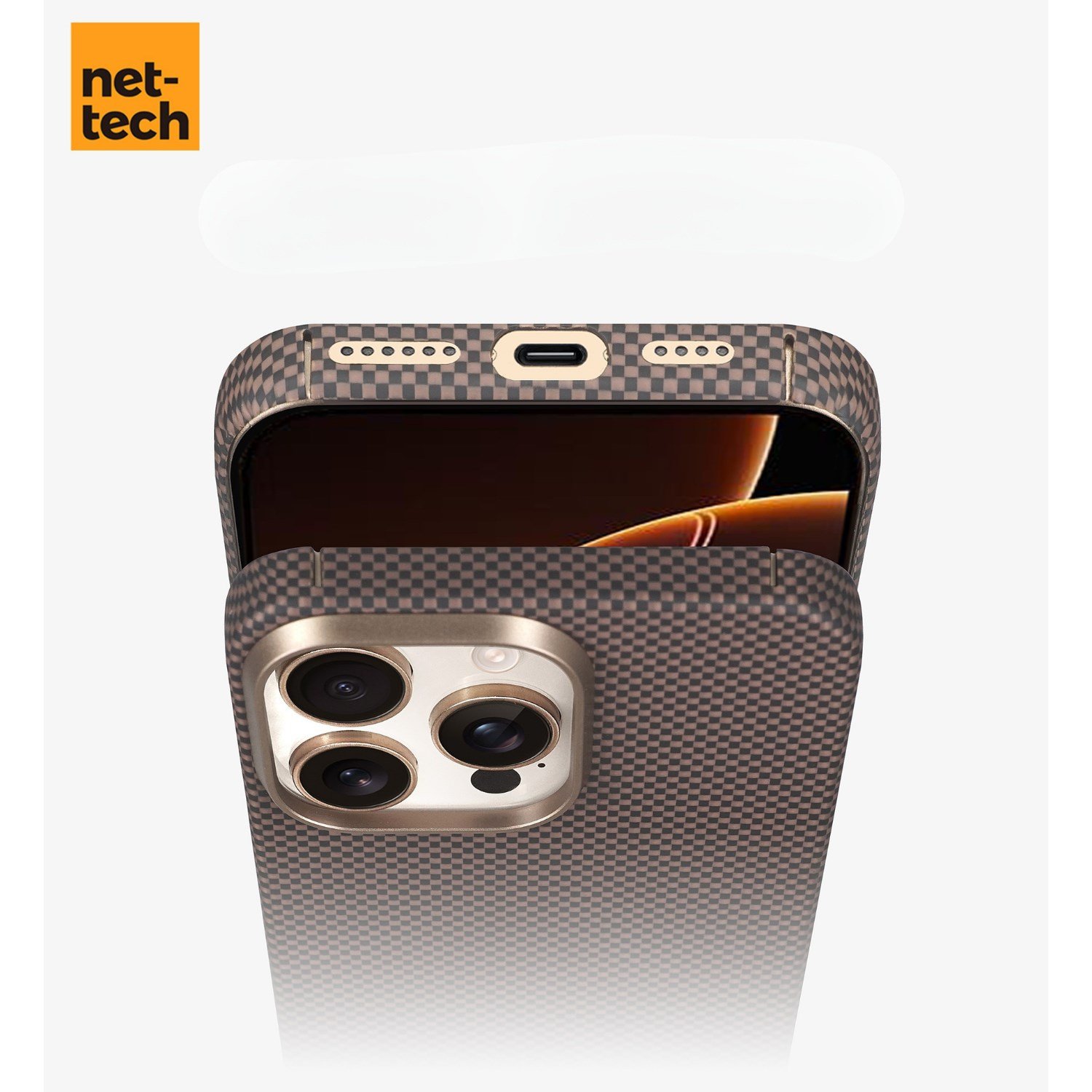 Nettech Apple iPhone 16 Pro Max Uyumlu NT-N075 Kevlar Karbon Arka Koruma Kılıf NT-113706