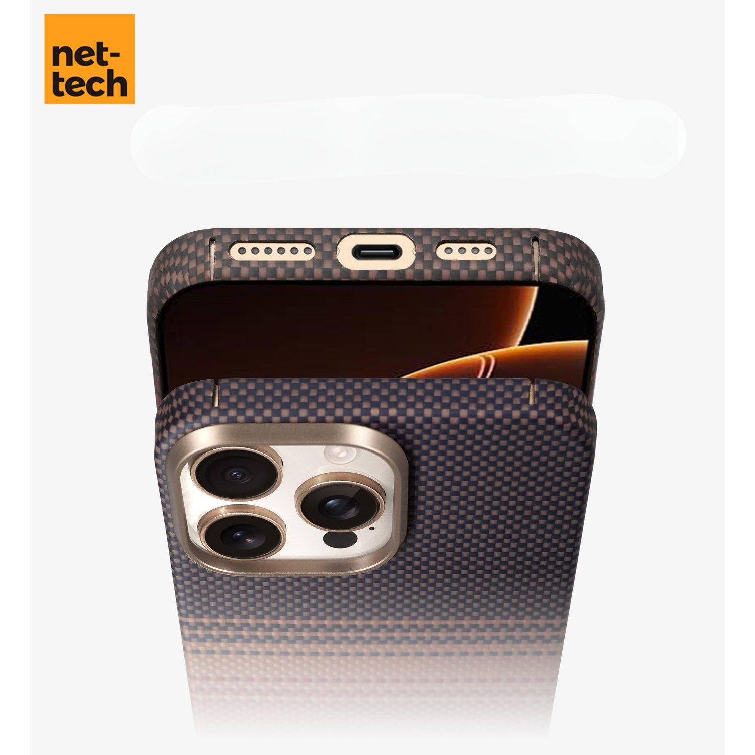 Nettech Apple iPhone 16 Pro Max Uyumlu NT-N076 Kevlar Karbon Arka Koruma Kılıf NT-113716