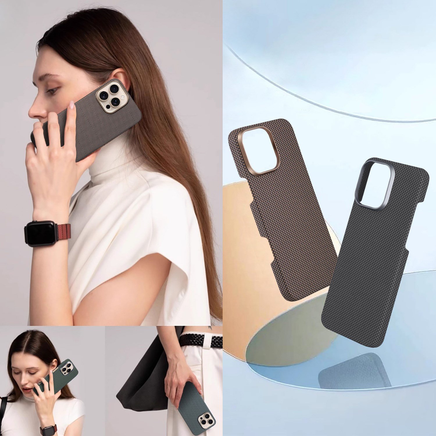Nettech Apple iPhone 16 Pro Uyumlu NT-N075 Kevlar Karbon Arka Koruma Kılıf NT-113704